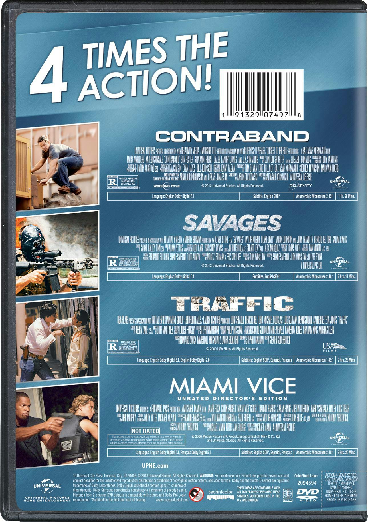 4-Movie Action Collection (Contraband / Savages / Traffic / Miami Vice) [DVD] - Image 3