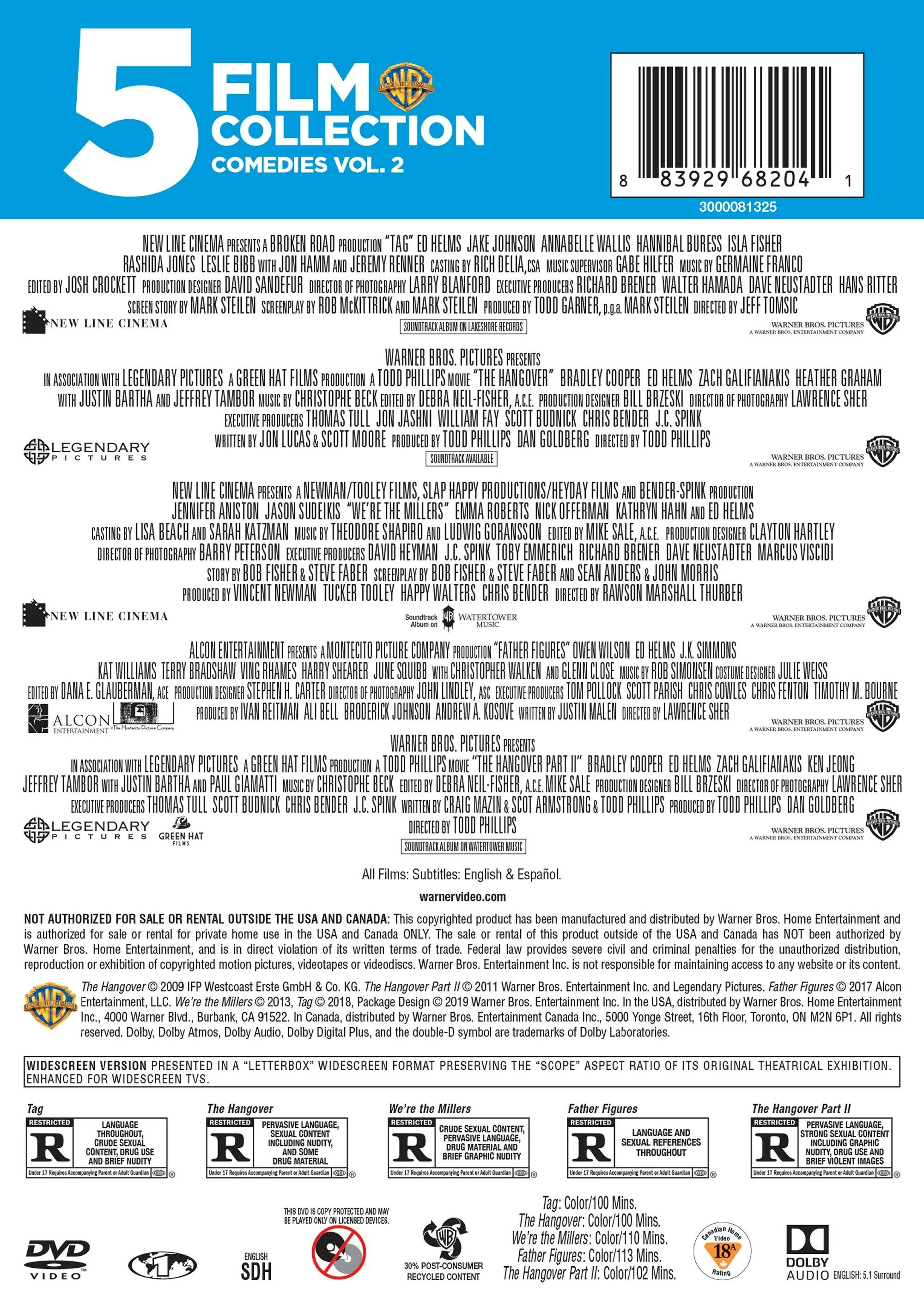 Tag/The Hangover/We're the Millers/Father Figures/The Hangover II (Box Set) [DVD] - Image 2