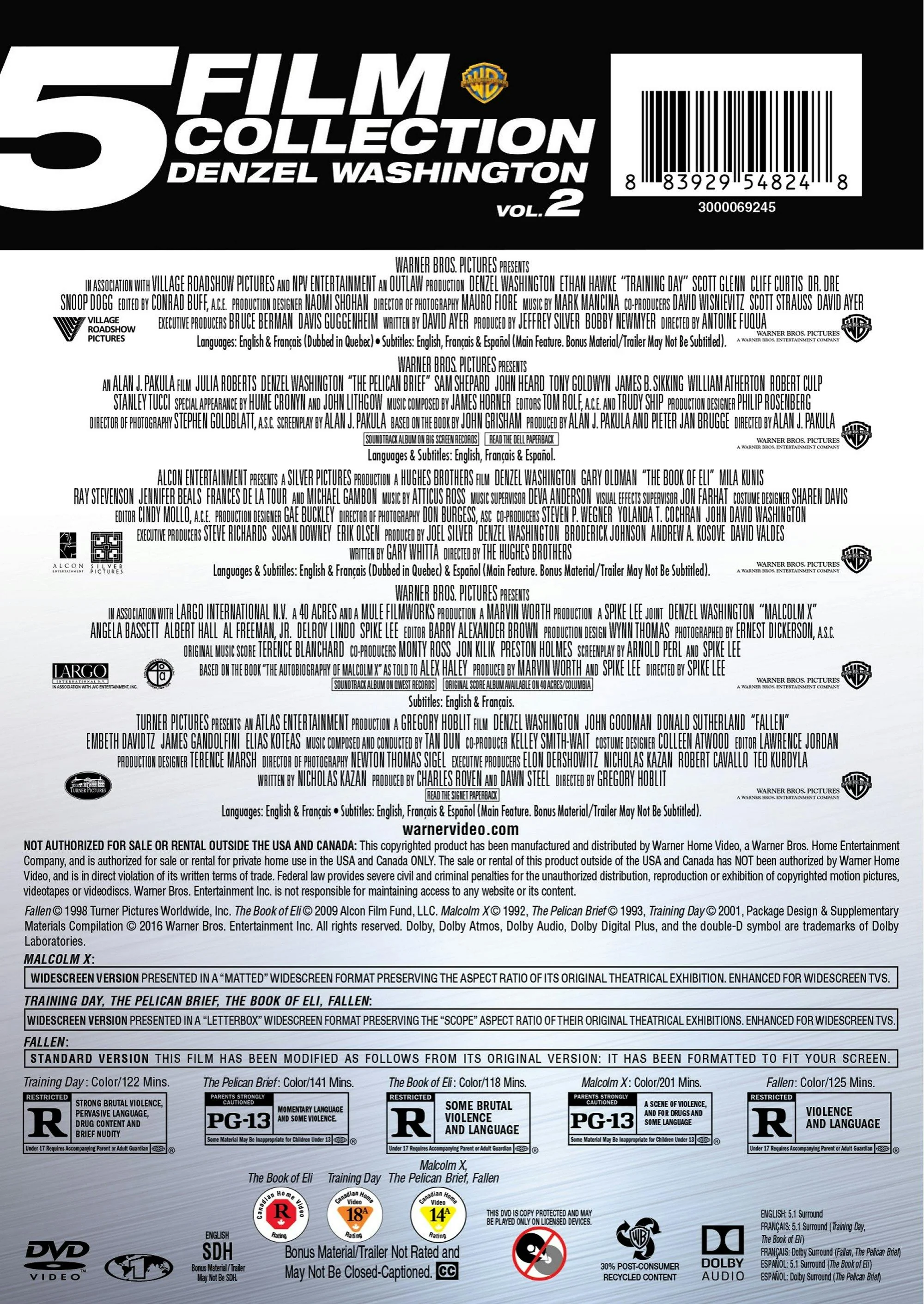 Denzel Washington 5-film Collection - Volume 2 (Box Set) [DVD] - Image 2
