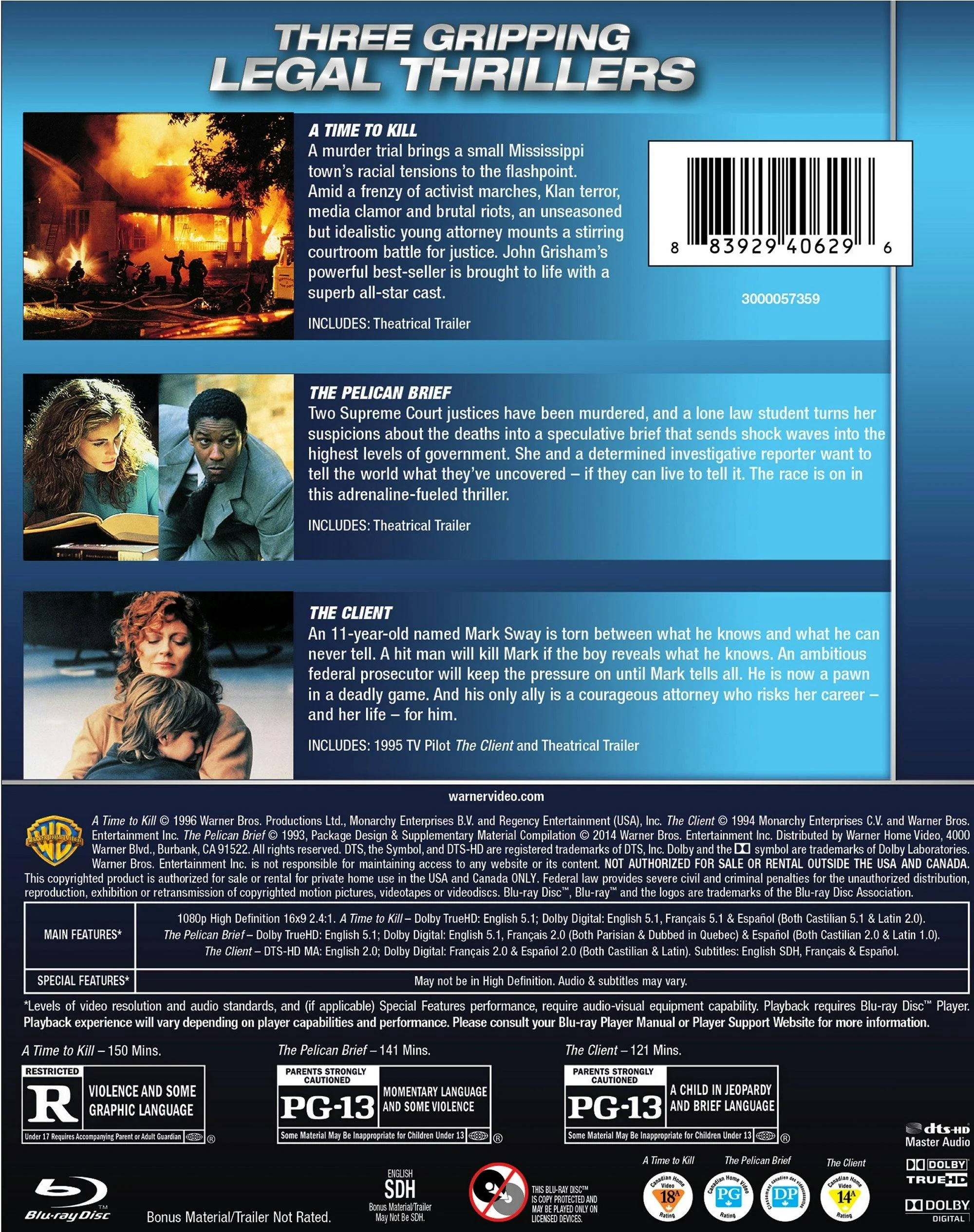 A Time to Kill/The Pelican Brief/The Client (Box Set) [Blu-ray] - Image 2