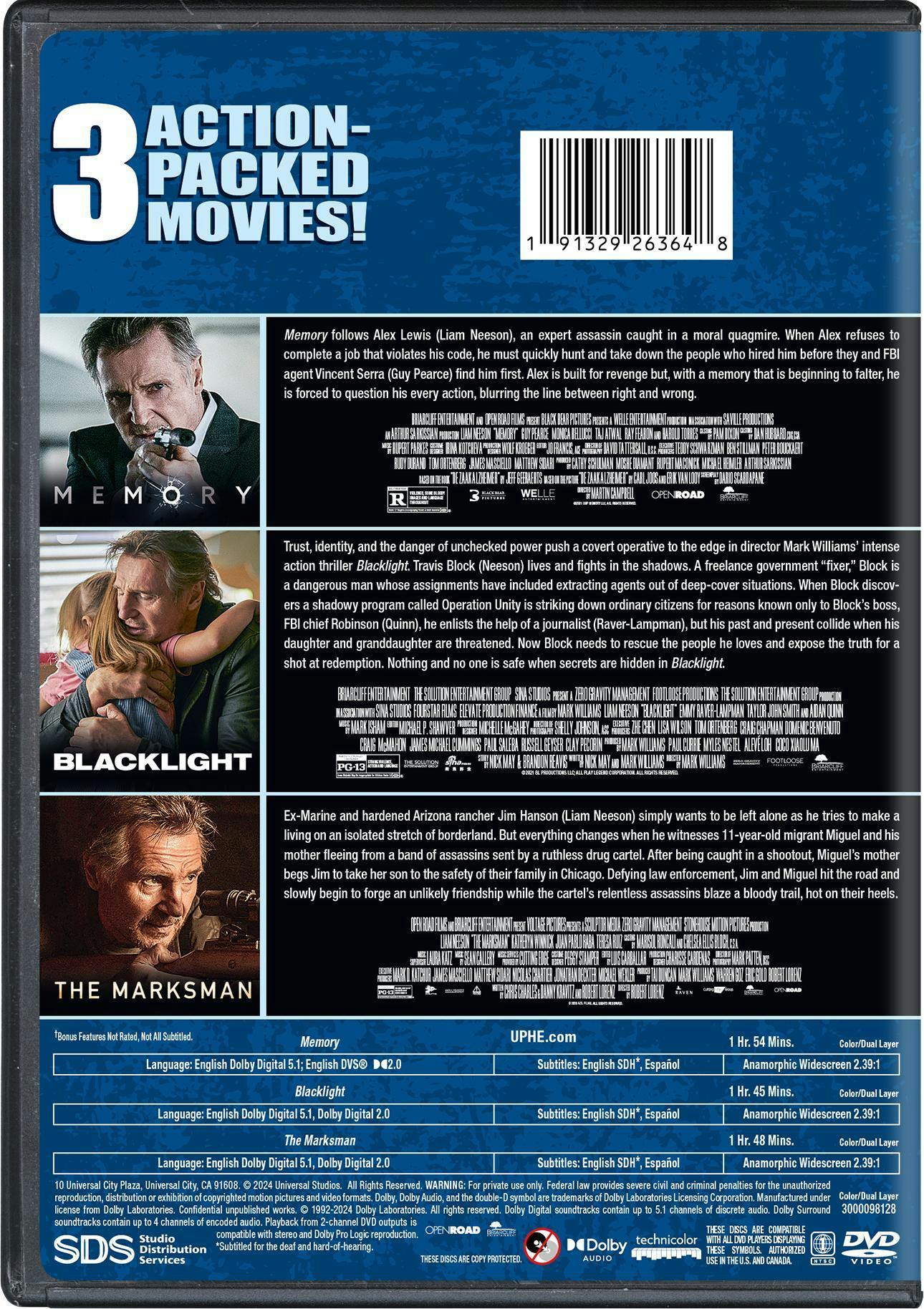 Blacklight / Memory / The Marksman 3-Movie Collection [DVD] - Image 3