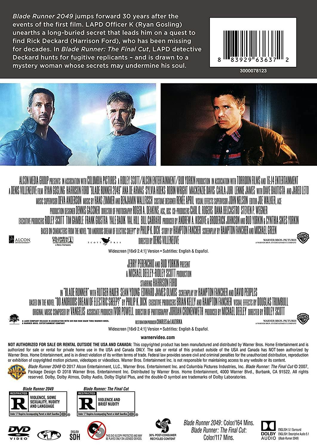 Blade Runner: The Final Cut/Blade Runner 2049 (DVD Double Feature) [DVD] - Image 3