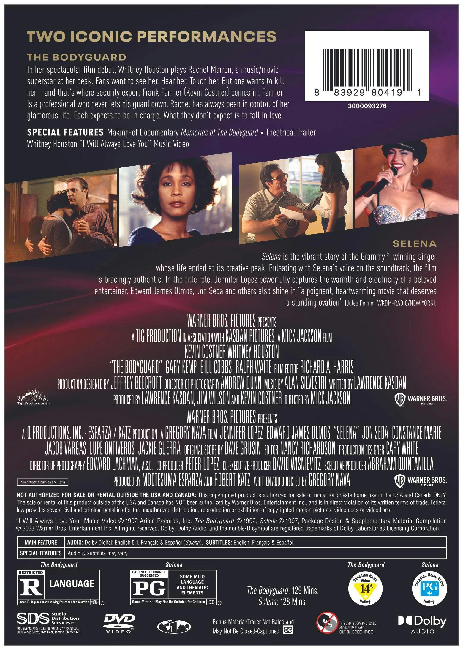 Bodyguard, The/Selena (Double Feature) [DVD] - Image 3