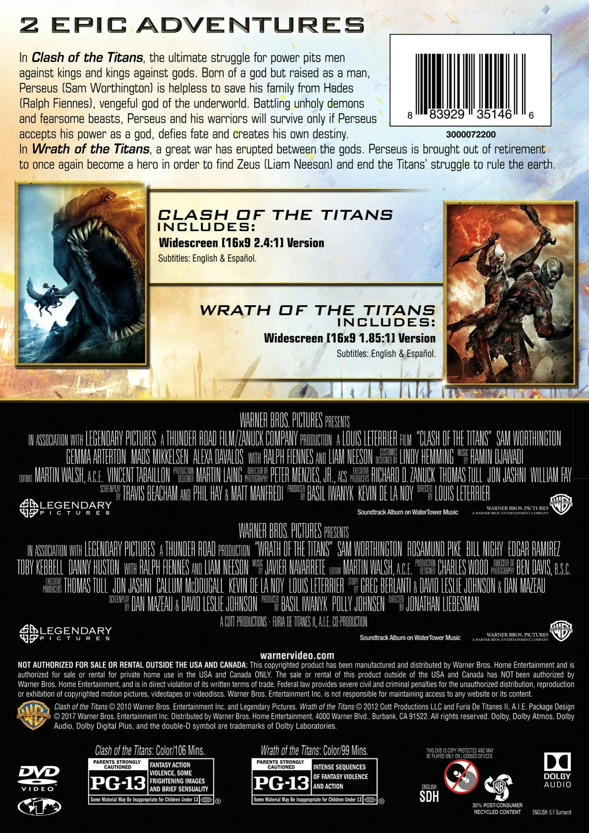 Clash of the Titans/Wrath of the Titans (DVD Double Feature) [DVD] - Image 2