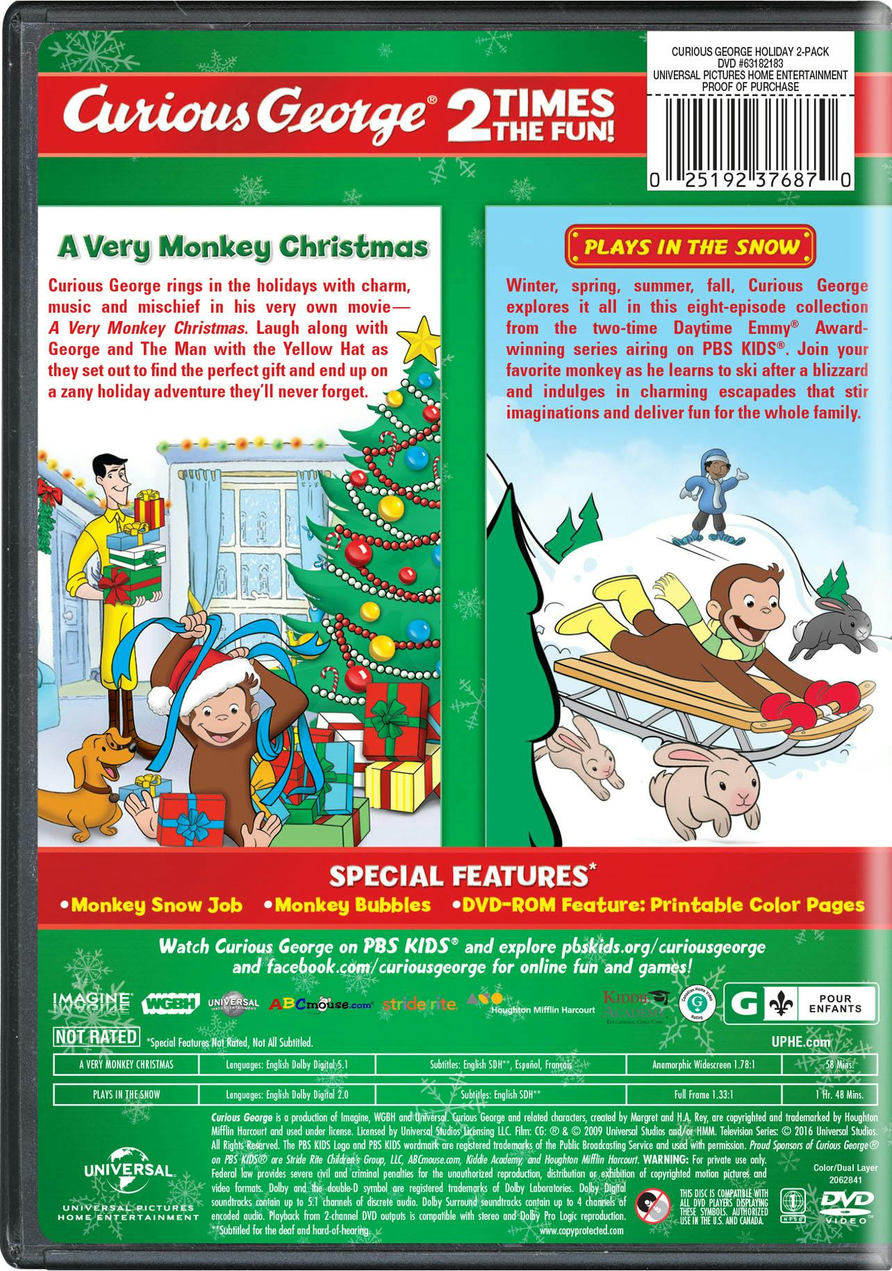 Curious George: A Very Monkey Christmas/Plays in the Snow (DVD Double Feature) [DVD] - Image 2