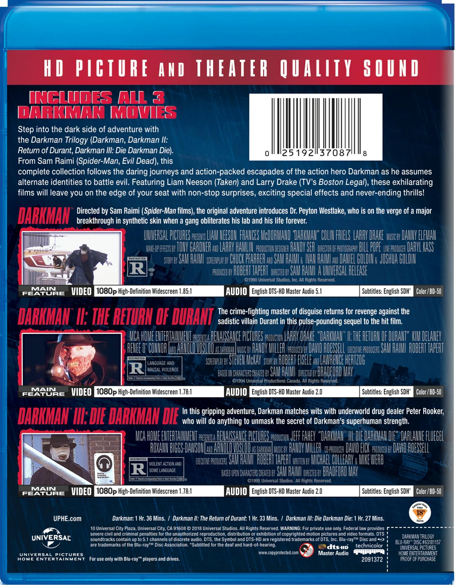 Darkman/Darkman 2/Darkman 3 (Blu-ray Set) [Blu-ray] - Image 2