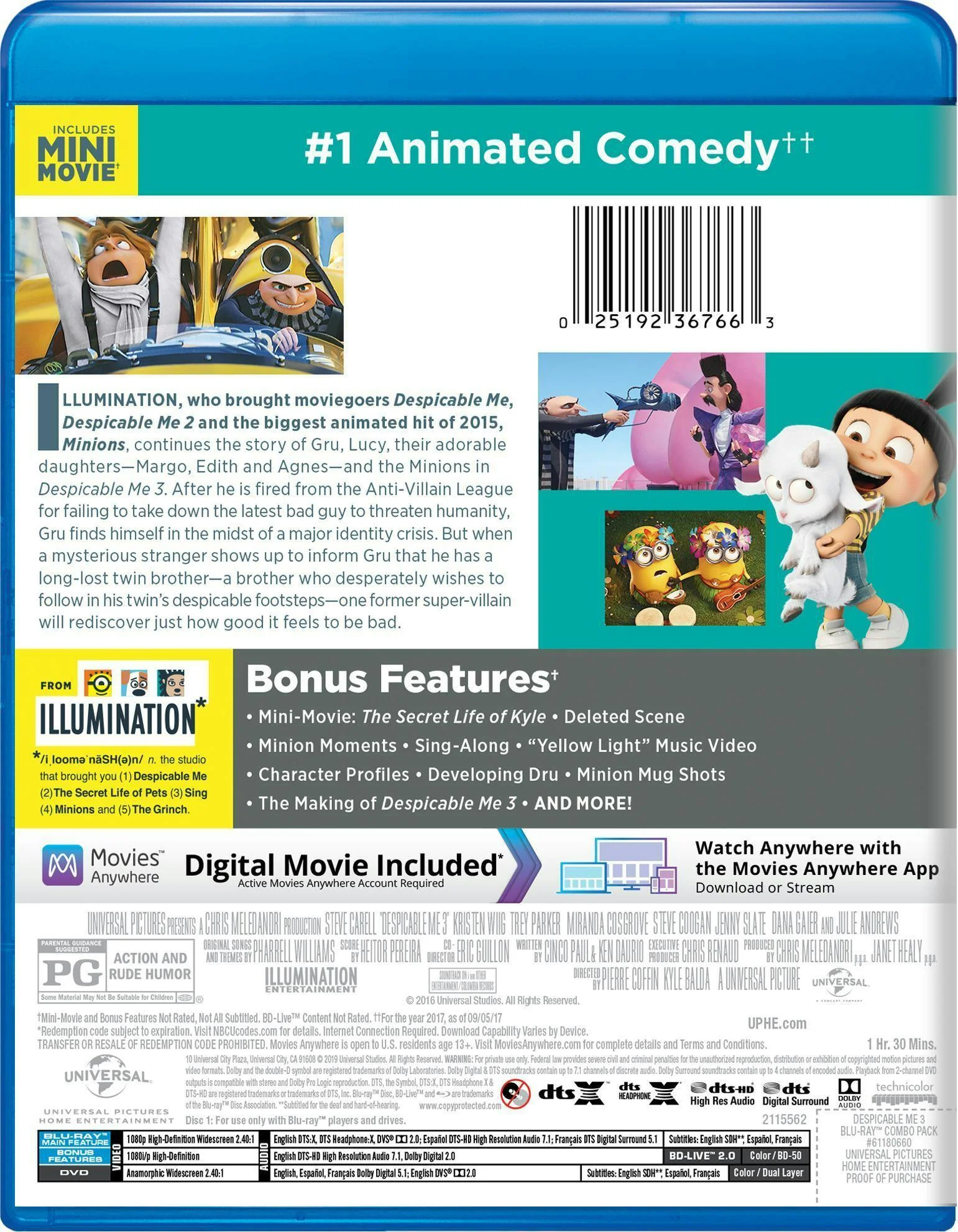 Despicable Me 3 (Special Edition DVD + Digital) [Blu-ray] - Image 2