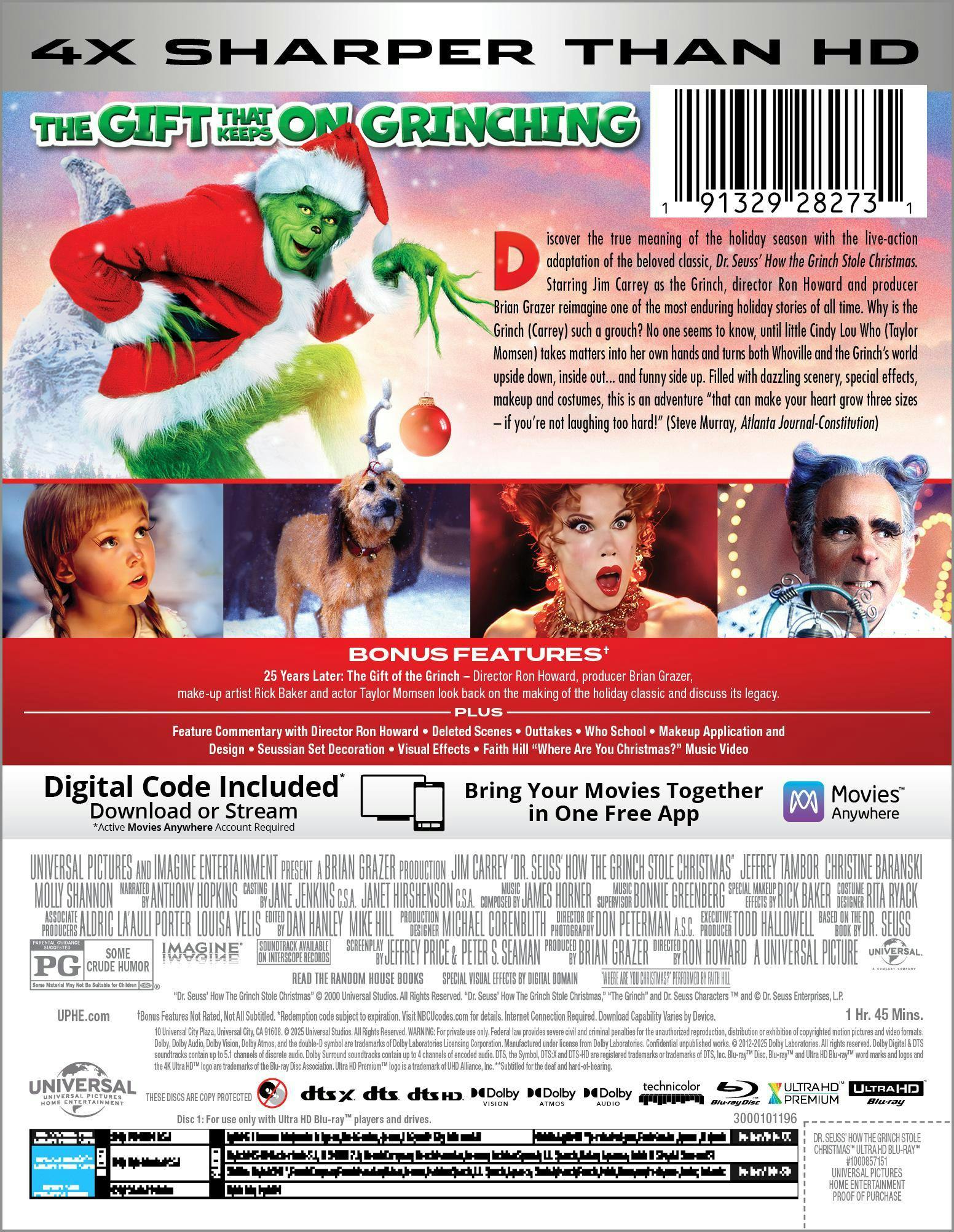 Dr Seuss How The Grinch Stole Christmas - 25th Anniversary Edition (Limited Edition 4K Ultra HD Steelbook + Blu-ray + Digital) [UHD] - Image 3