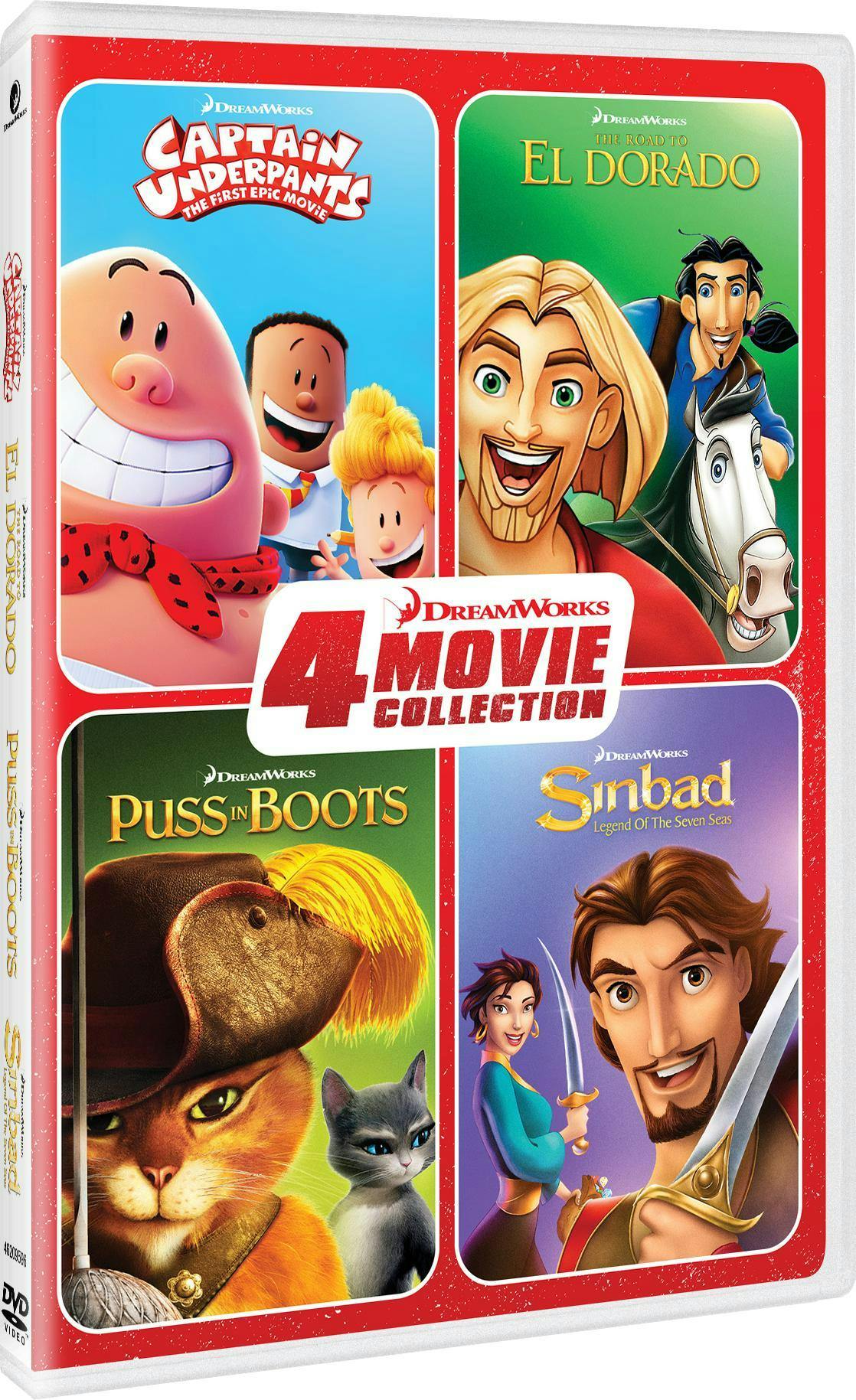 DreamWorks 4-Movie Collection (Captain Underpants/Road to El Dorado/Puss in Boots/Sinbad) [DVD] - Image 2