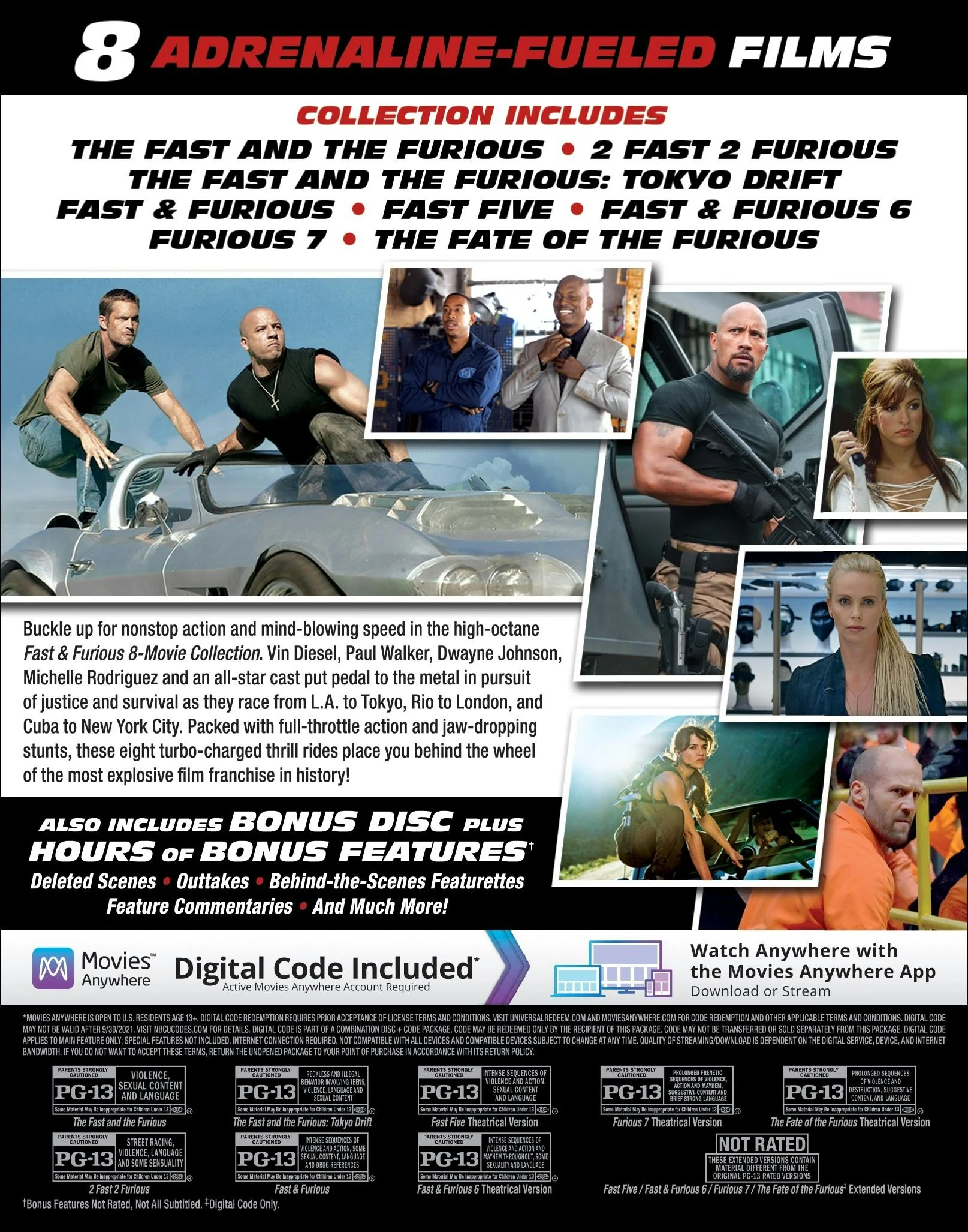 Fast & Furious: 8-movie Collection (Blu-ray + Digital HD) [Blu-ray] - Image 2