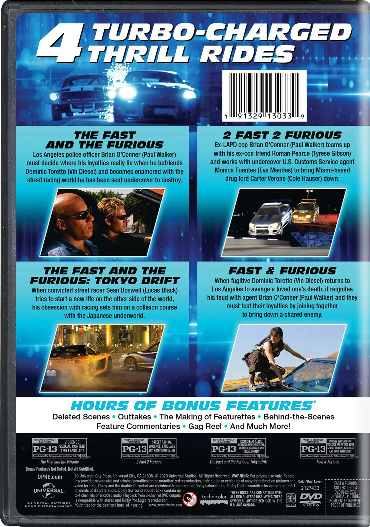 Fast & Furious Collection 1-4 (DVD Set) [DVD] - Image 2