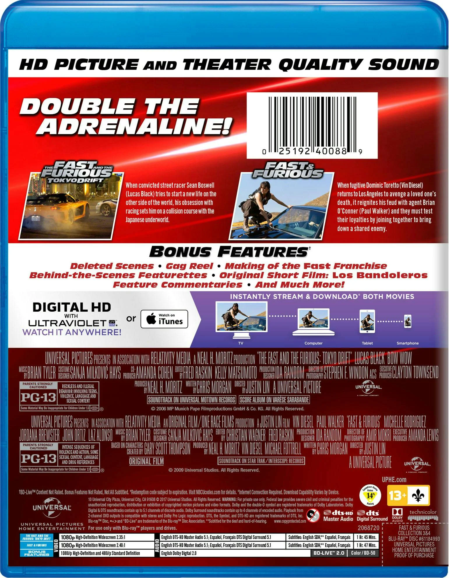 Fast & Furious Collection: 3 & 4 (Blu-ray Double Feature) [Blu-ray] - Image 2