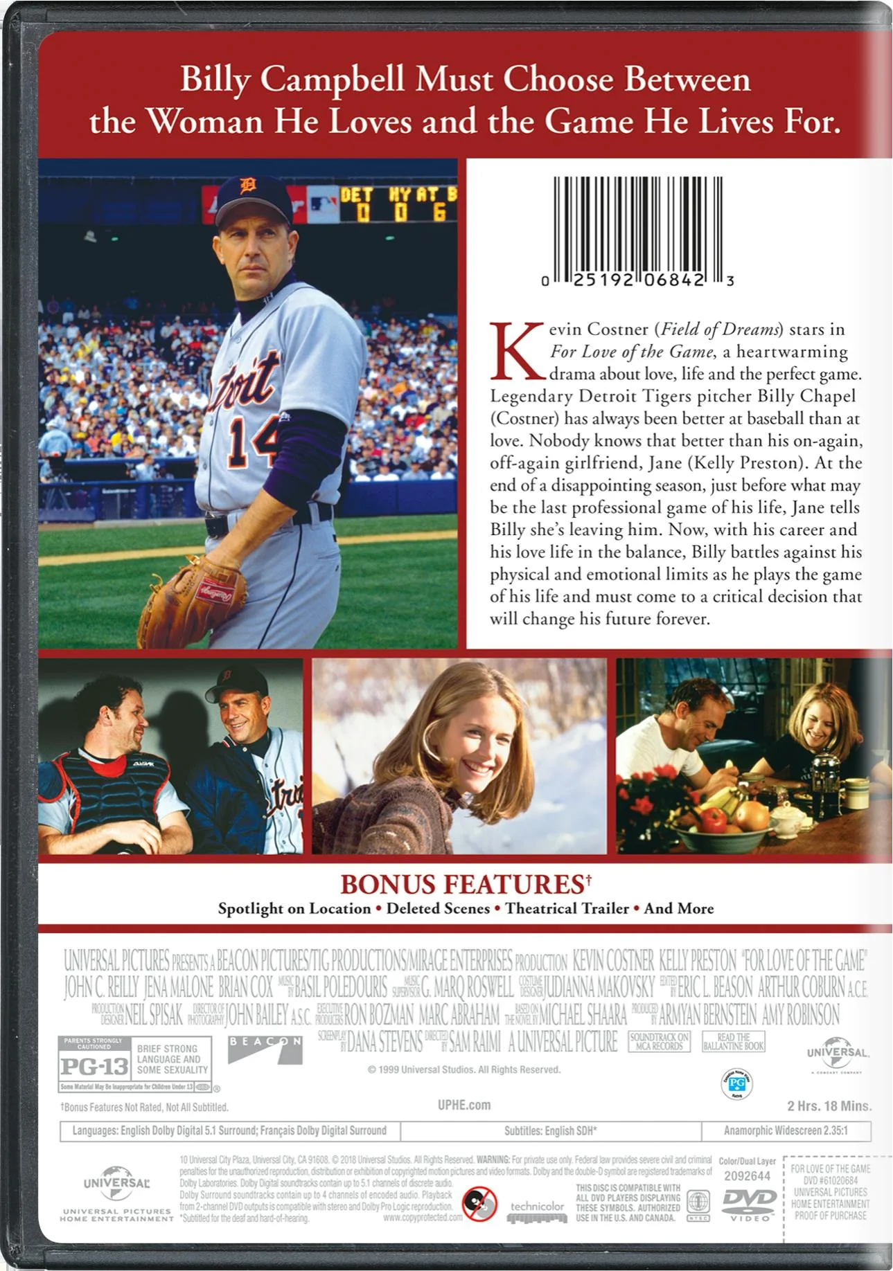 For Love of the Game (DVD Universal All-Stars) [DVD] - Image 2