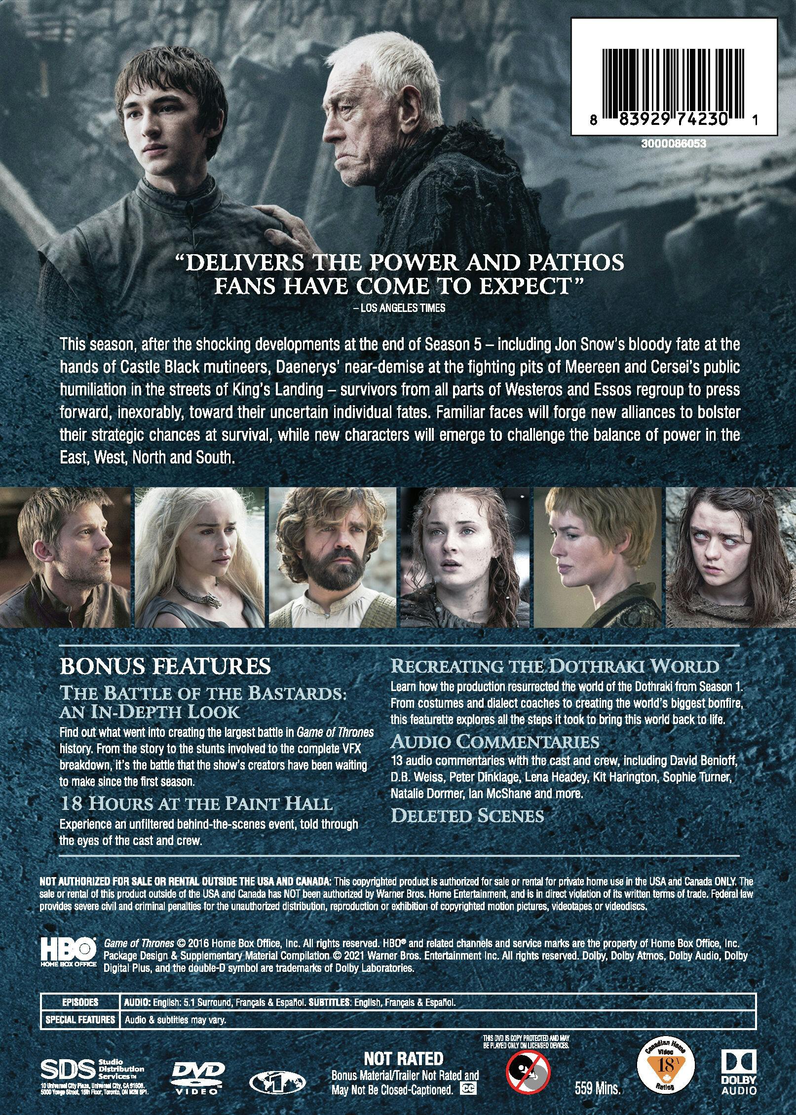 Game of Thrones: The Complete 6th Season [DVD] - Image 3
