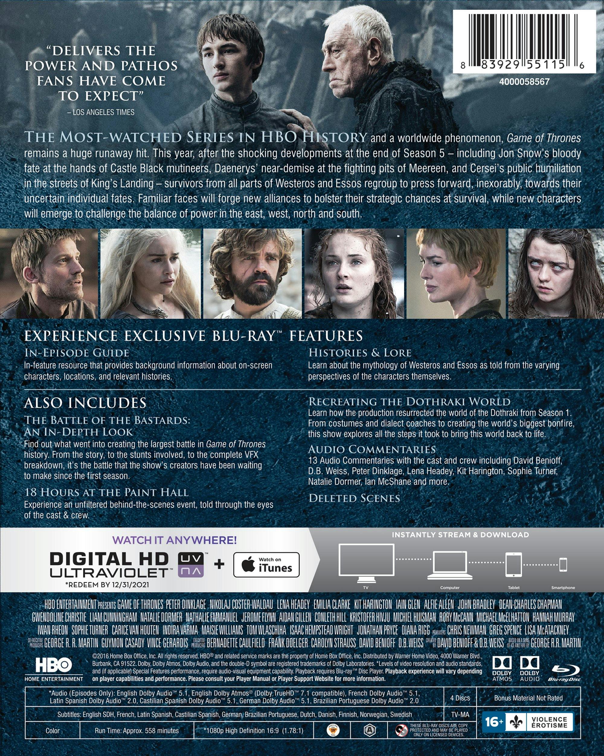 Game of Thrones: The Complete Sixth Season (Box Set) [Blu-ray] - Image 2