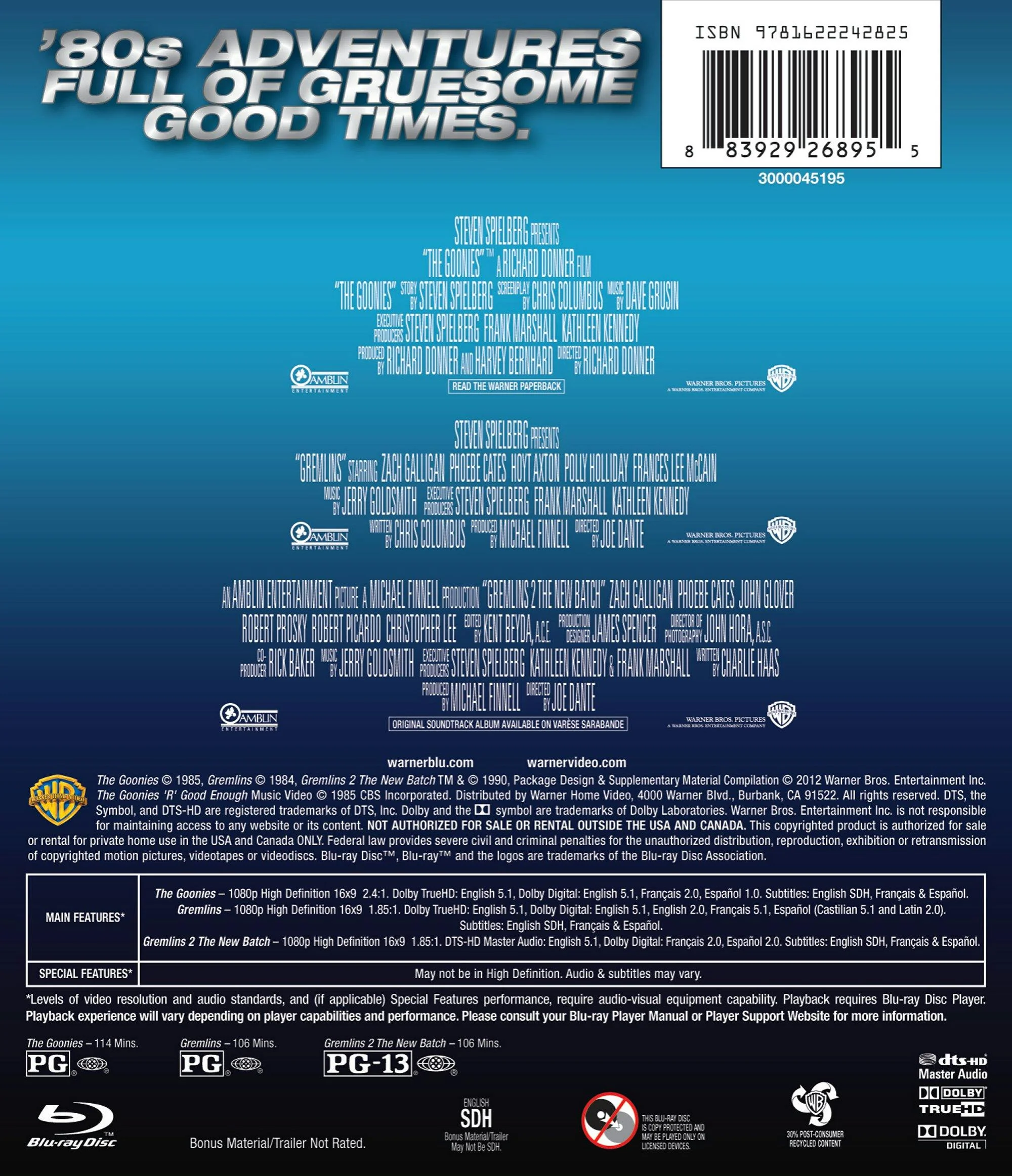 The Goonies/Gremlins/Gremlins 2: The New Batch (Box Set) [Blu-ray] - Image 2