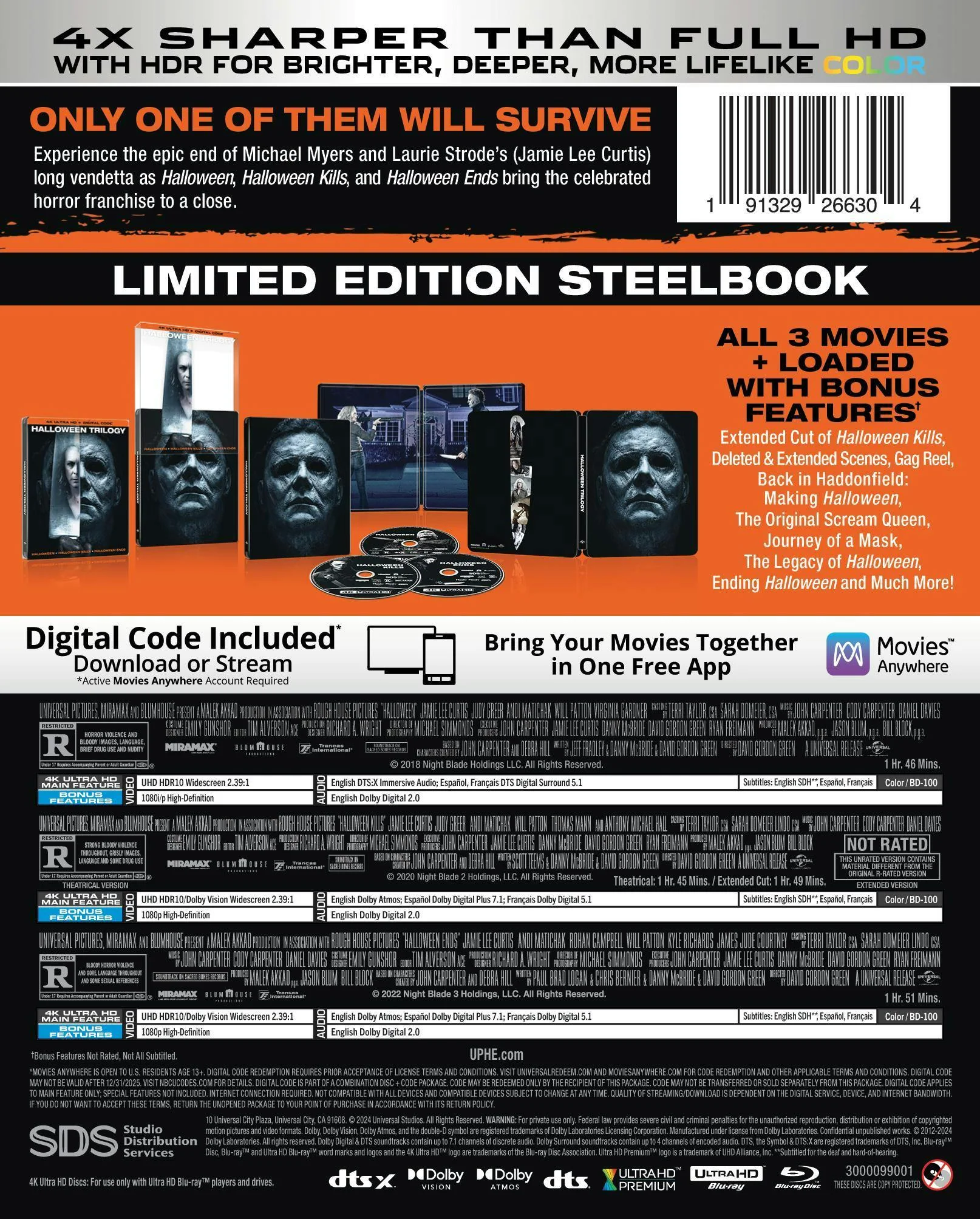 Halloween Trilogy (Halloween / Halloween Kills / Halloween Ends) - Limited Edition Steelbook [UHD] - Image 3