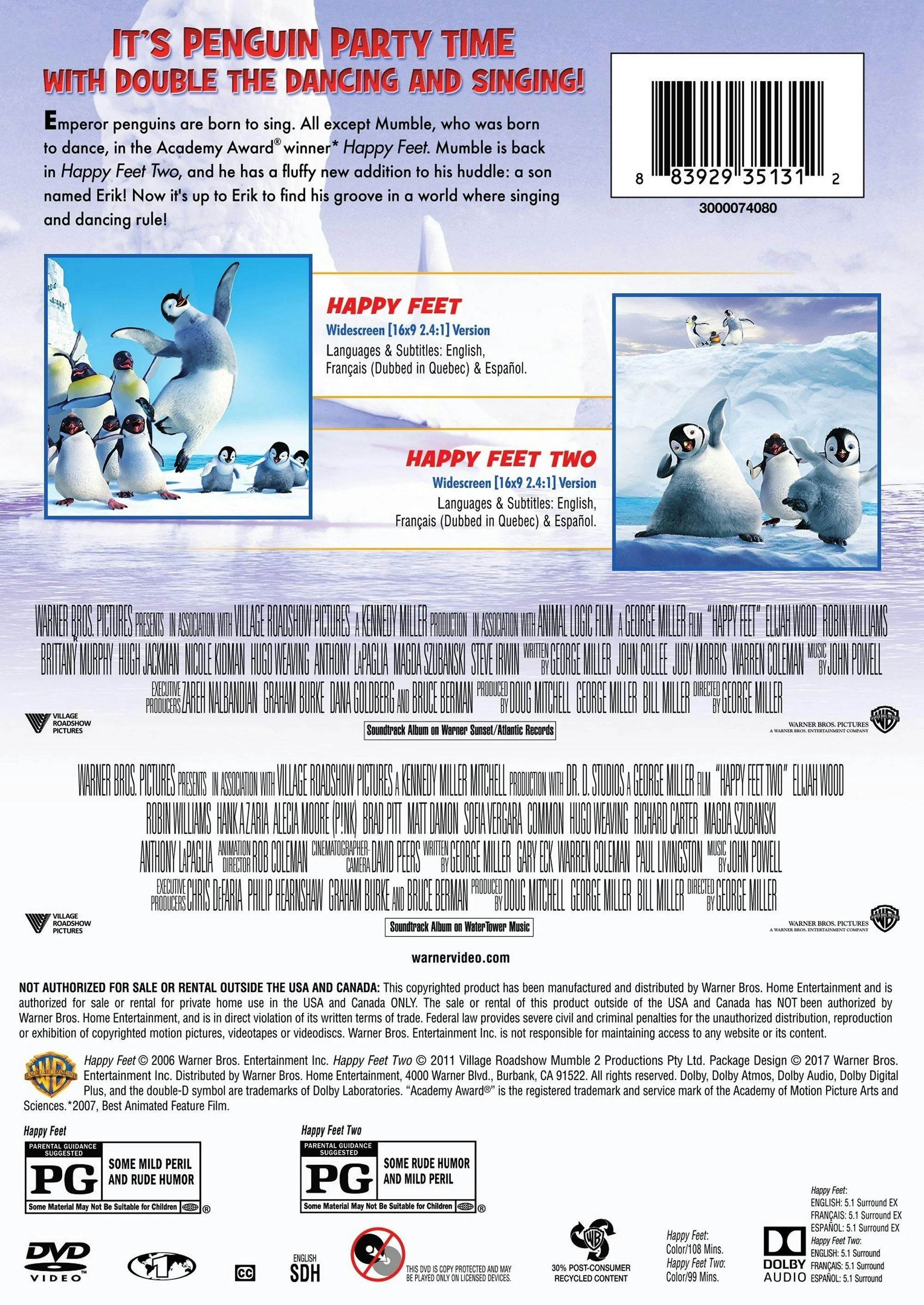 Happy Feet 1 & 2 (DVD Double Feature) [DVD] - Image 2