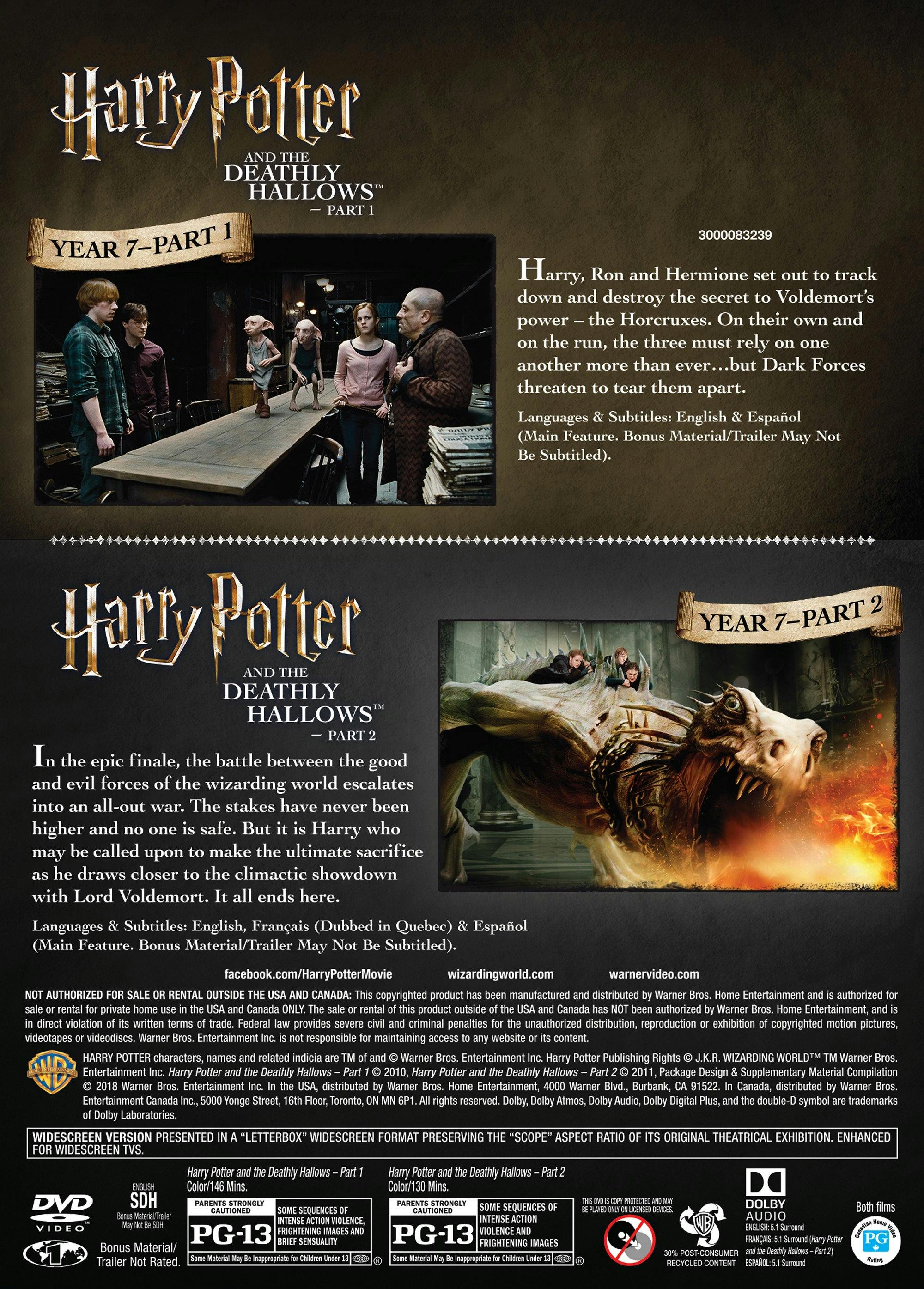 Harry Potter and the Deathly Hallows: Parts 1 and 2 (DVD Double Feature) [DVD] - Image 2