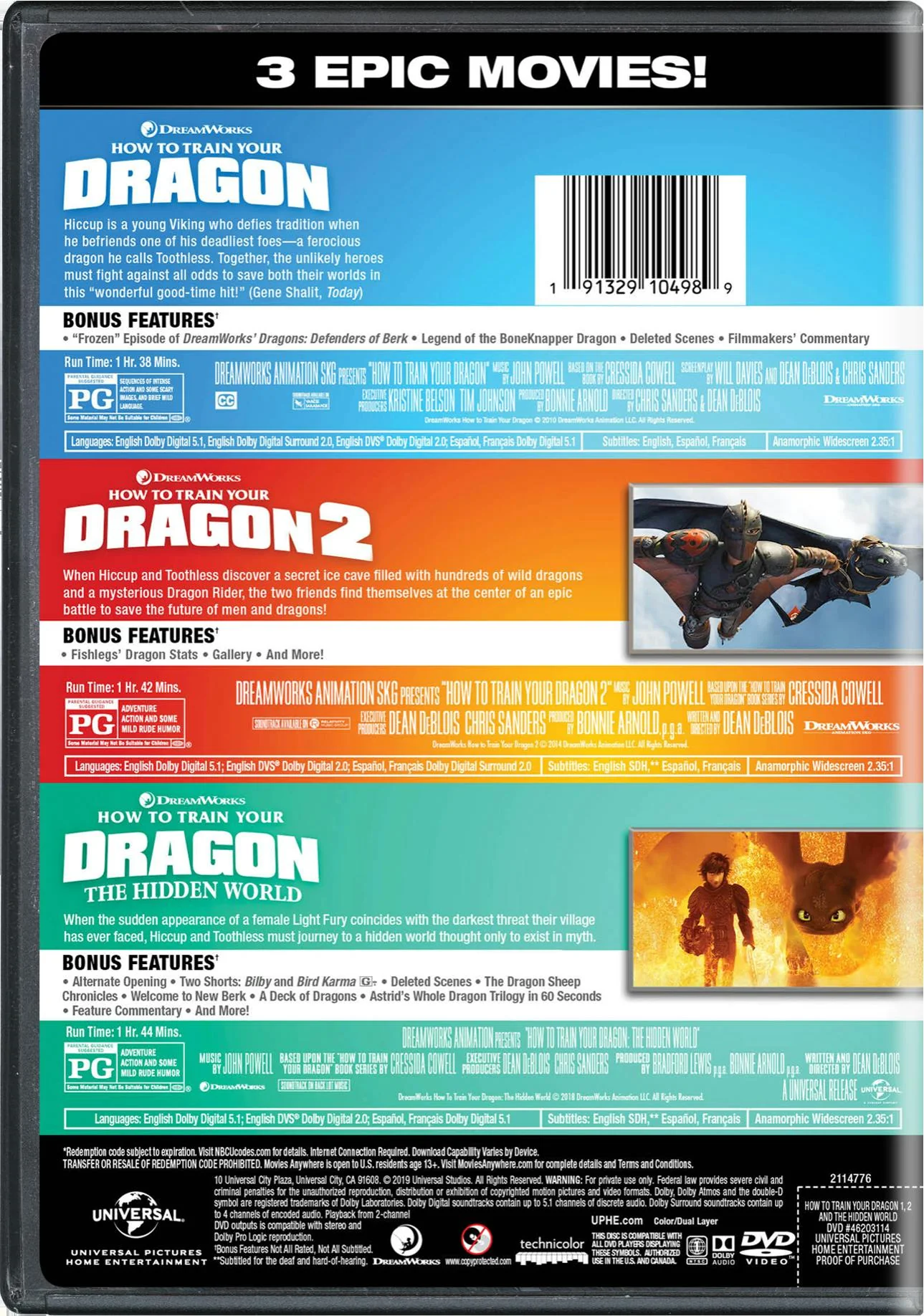 How To Train Your Dragon: 3-Movie Collection (DVD Set) [DVD] - Image 2