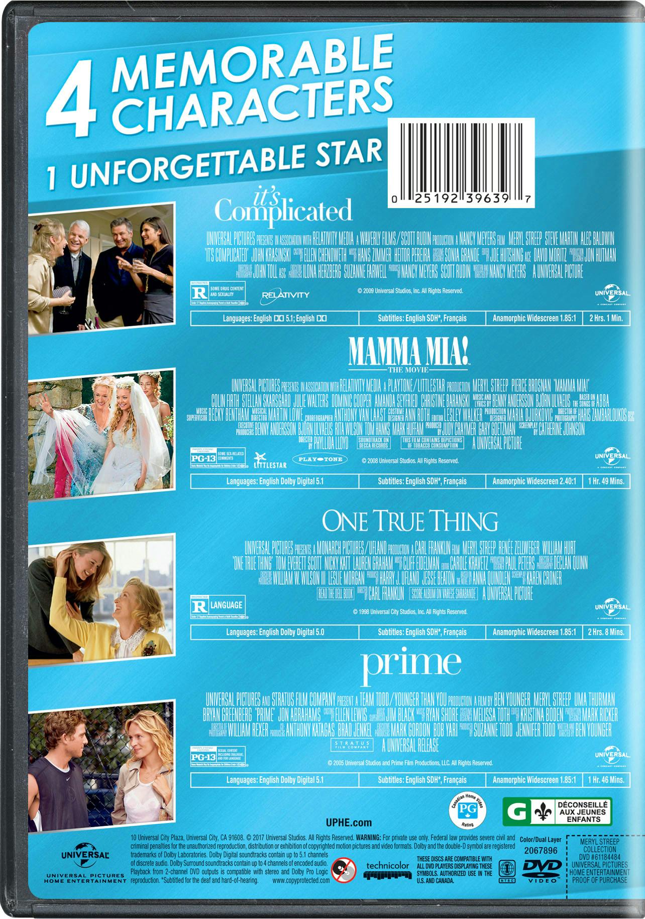 It's complicated/Mamma Mia! The movie/One true thing/Prime (DVD Set) [DVD] - Image 2