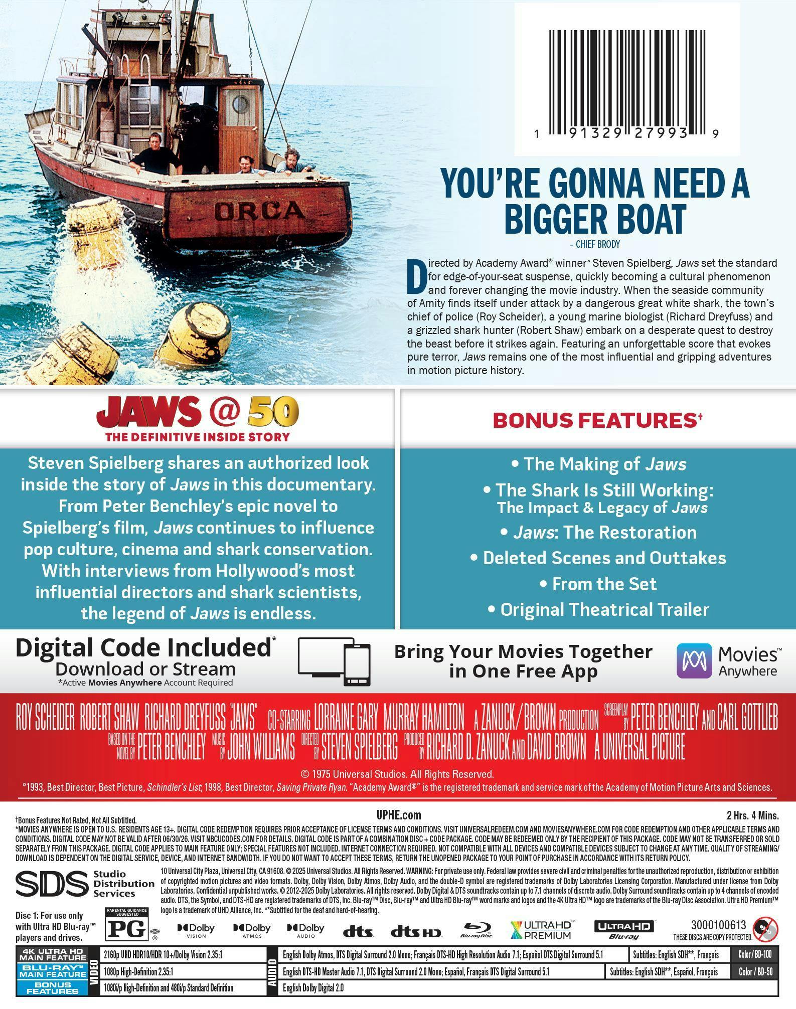 Jaws - 50th Anniversary Limited Edition Steelbook 4K Ultra HD + Blu-ray + Digital (Limited Edition Steelbook) [UHD] - Image 3