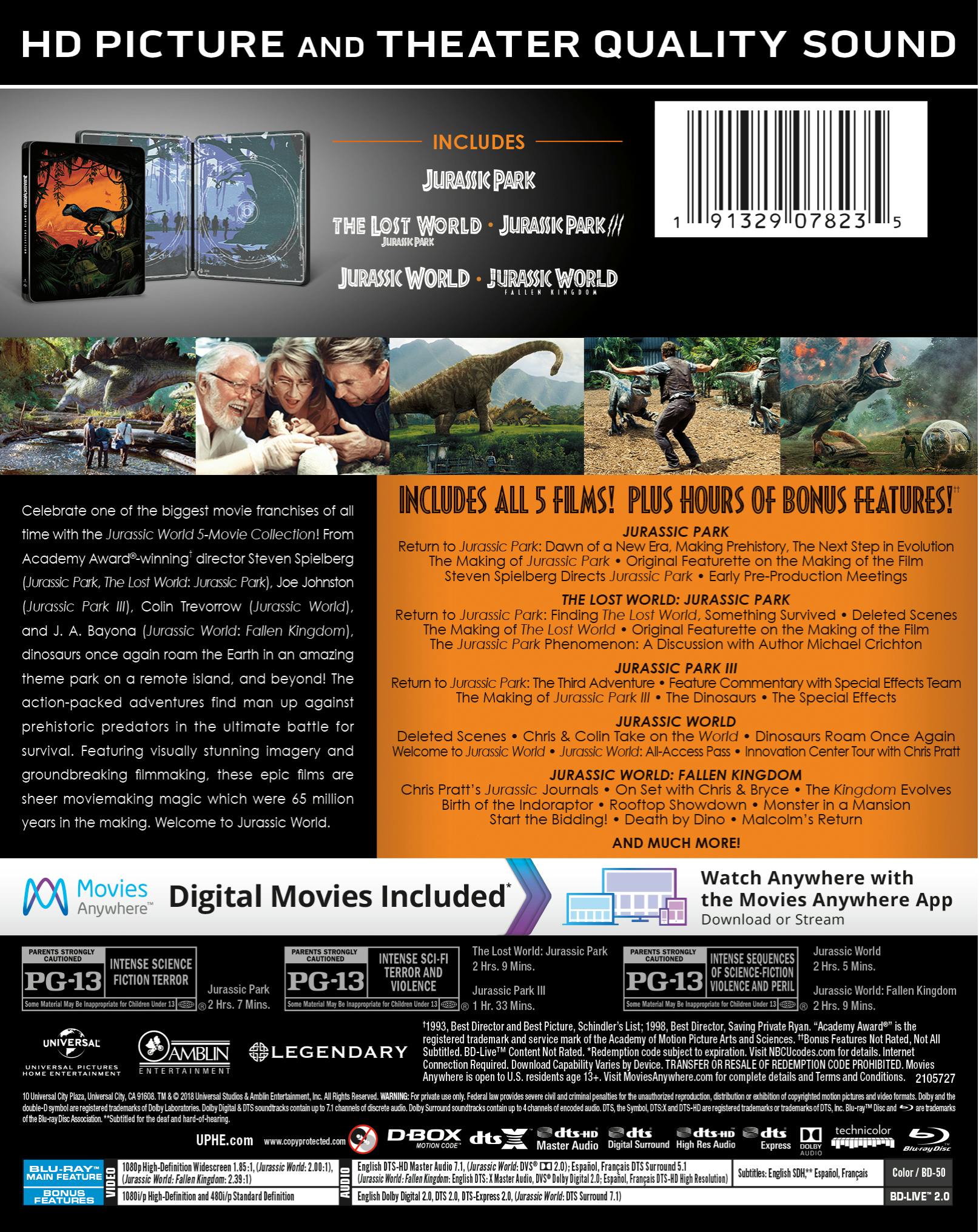 Jurassic World: 5-movie Collection (Limited Edition Steelbook) [Blu-ray] - Image 3