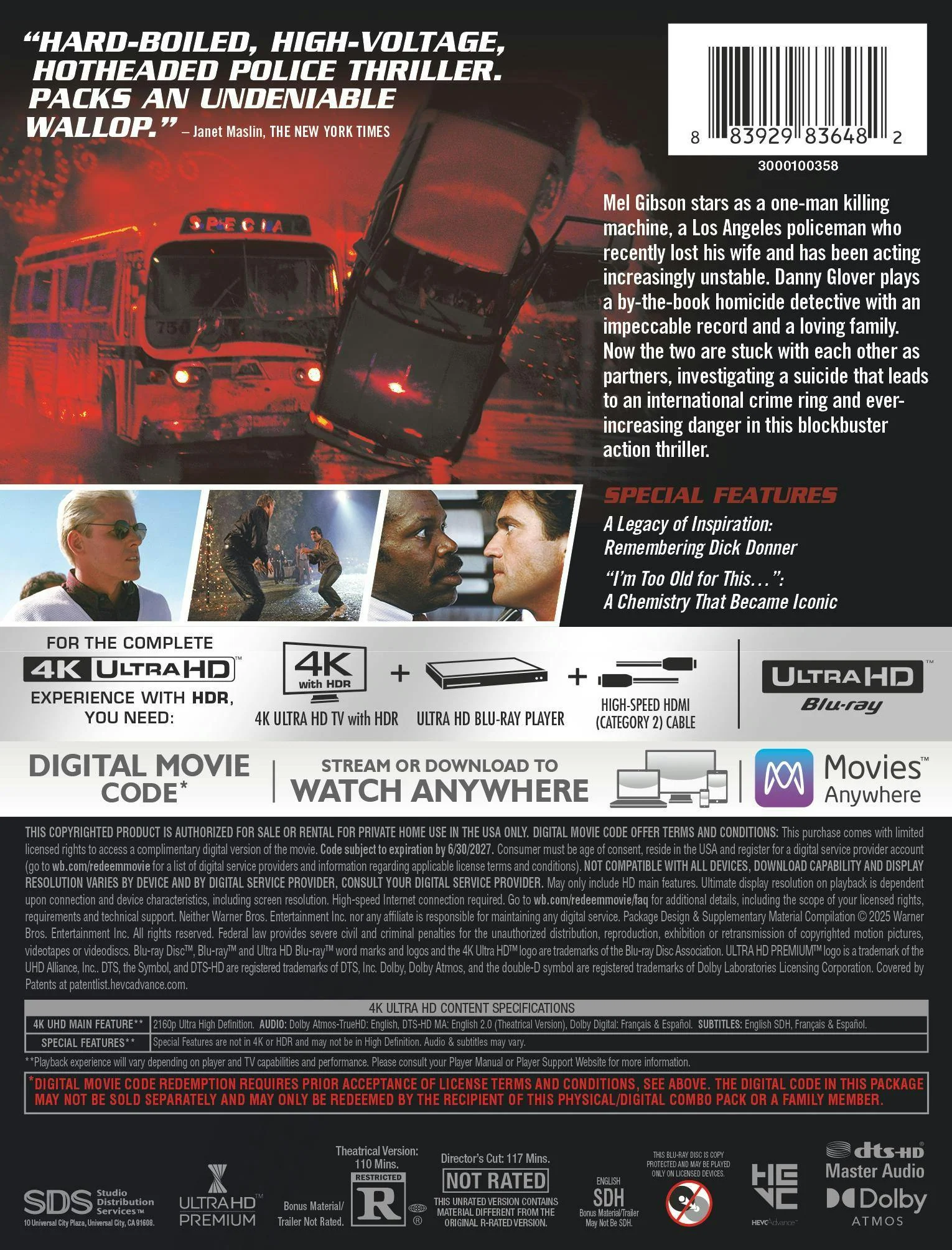 Lethal Weapon (Director's Cut & Theatrical) (Limited Edition 4K Ultra HD Steelbook) [UHD] - Image 3