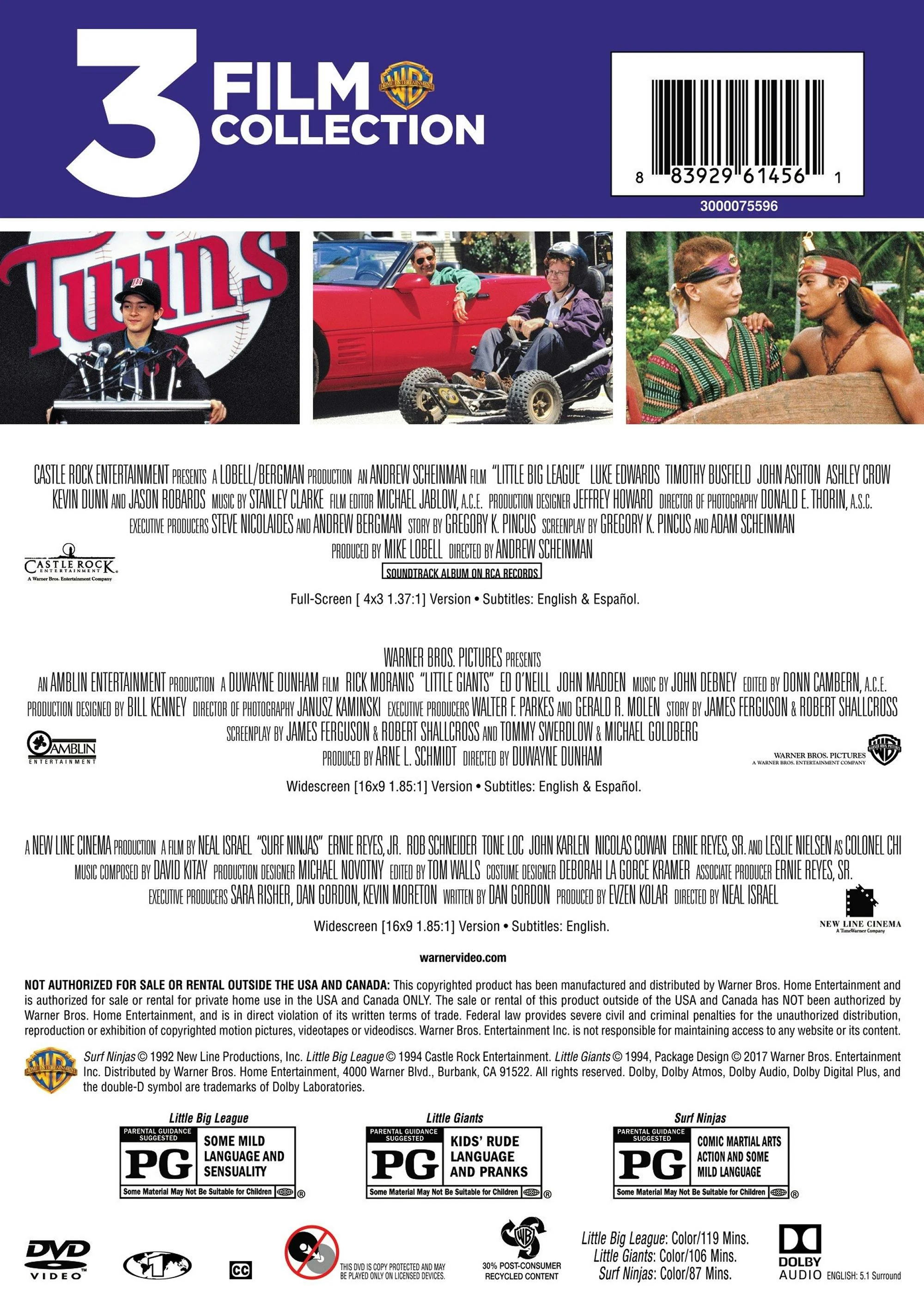Little Big League/Little Giants/Surf Ninjas (DVD Triple Feature) [DVD] - Image 2