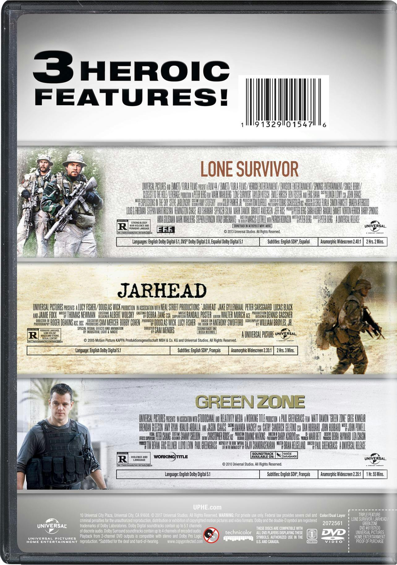 Lone Survivor/Jarhead/Green Zone (DVD Triple Feature) [DVD] - Image 2