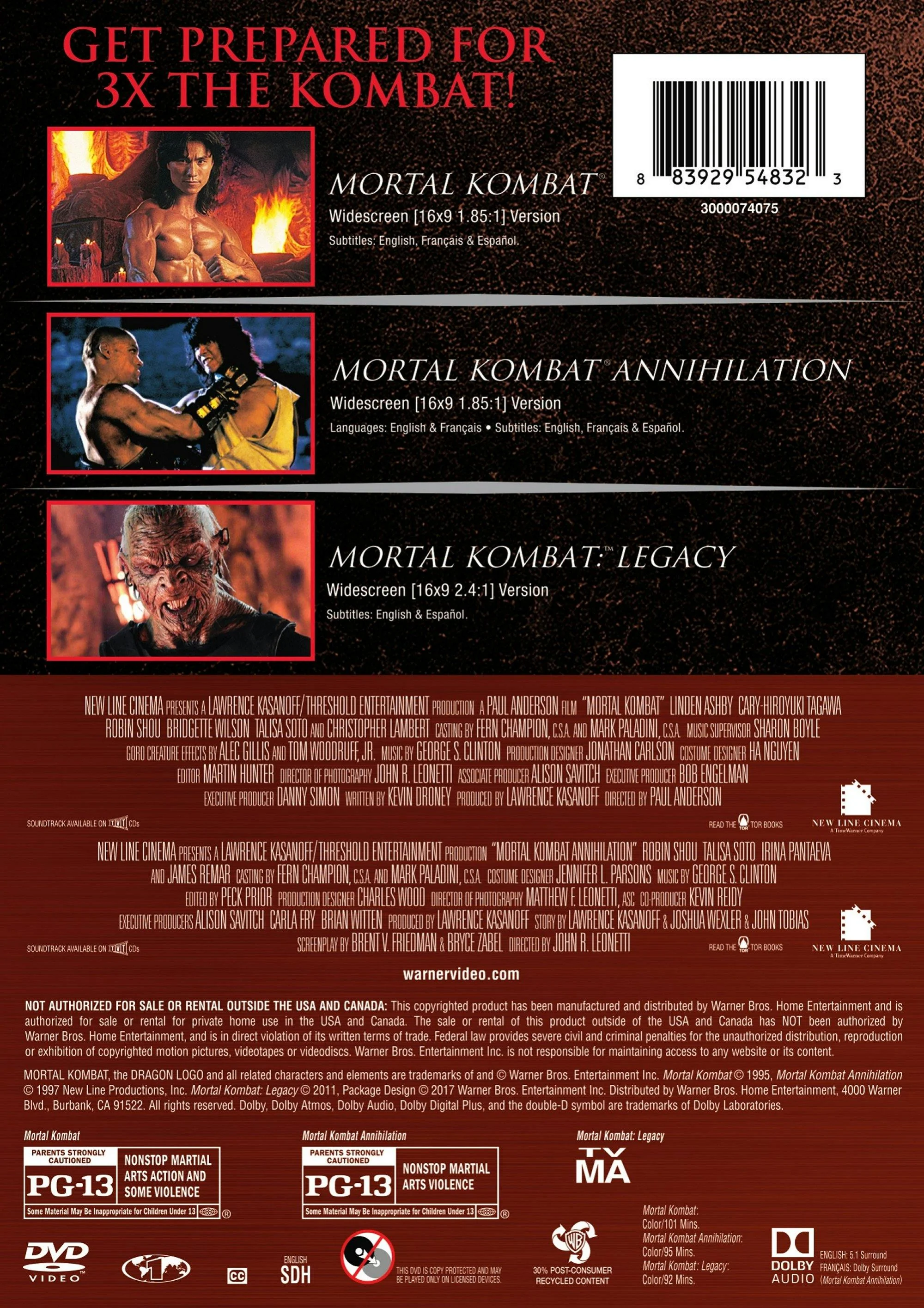 Mortal Kombat/Mortal Kombat 2/Mortal Kombat: Legacy (DVD Triple Feature) [DVD] - Image 2
