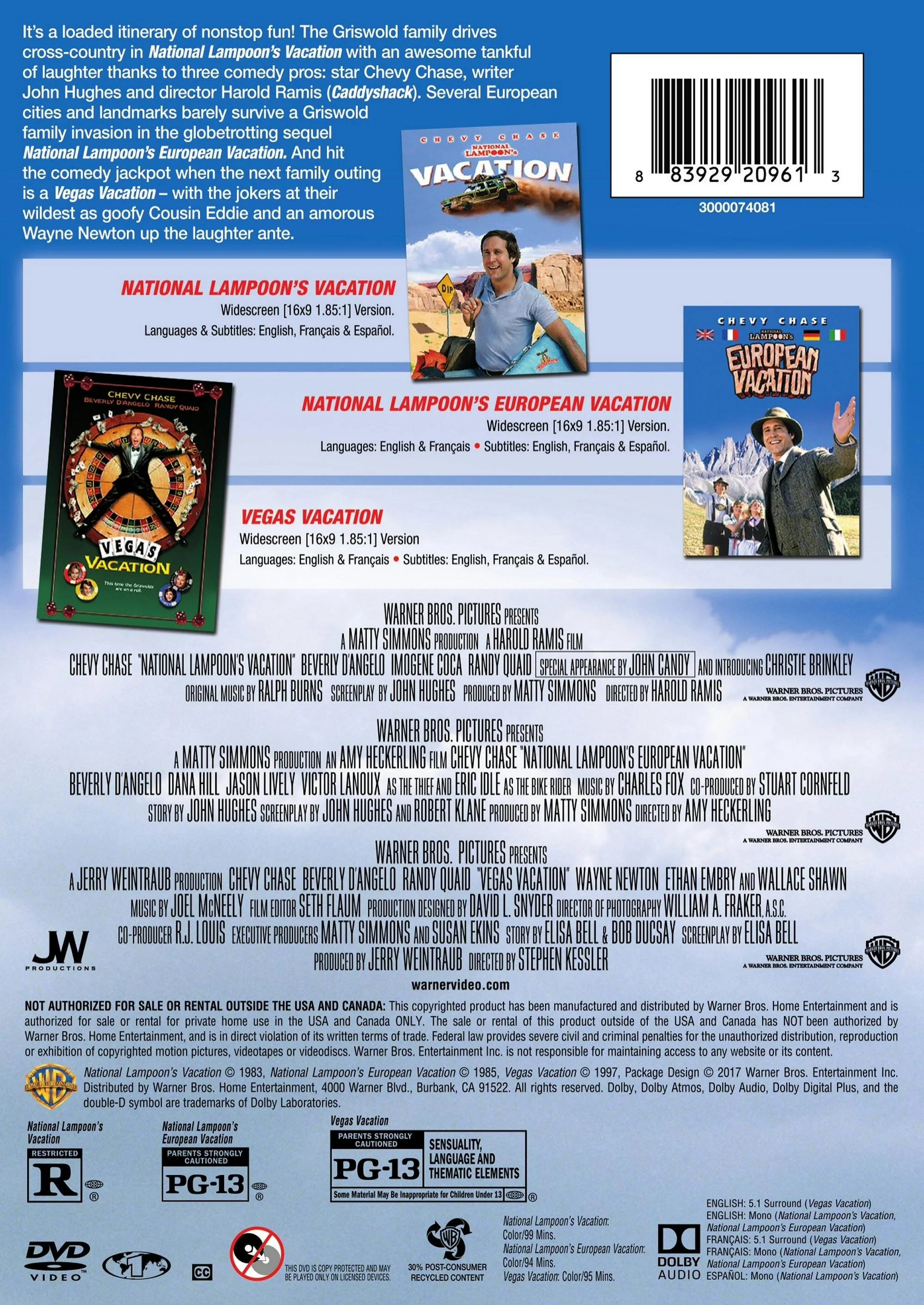 National Lampoon's Vacation/European Vacation/Vegas Vacation [DVD] - Image 2