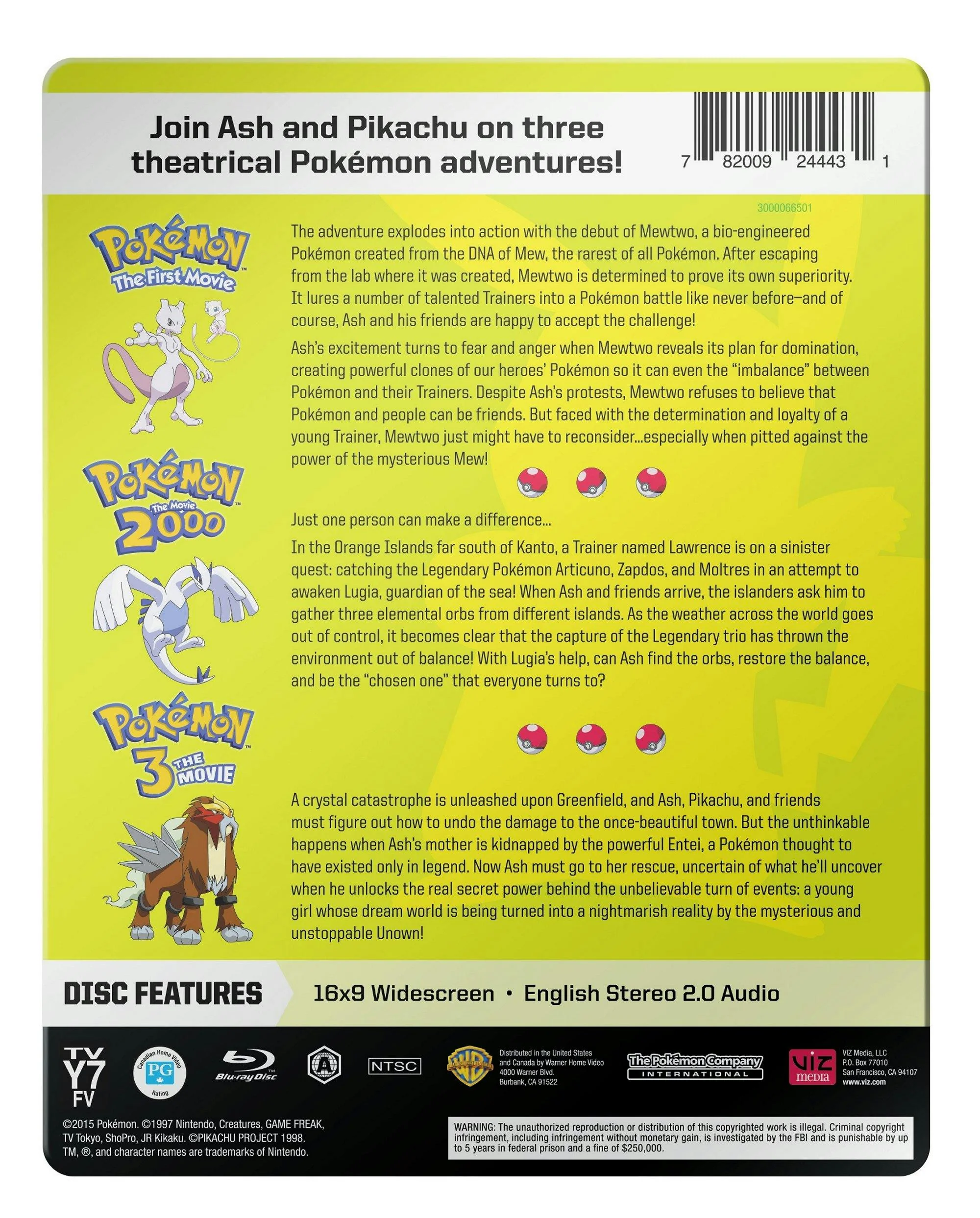 Pokemon: Movies 1-3 (Steelbook Collection) [Blu-ray] - Image 2