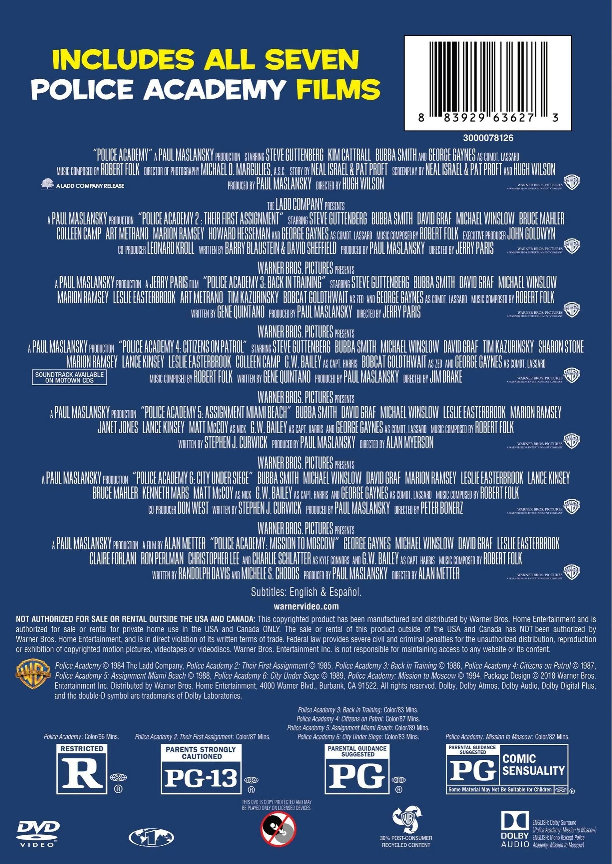 Police Academy: The Complete Collection (Box Set) [DVD] - Image 3