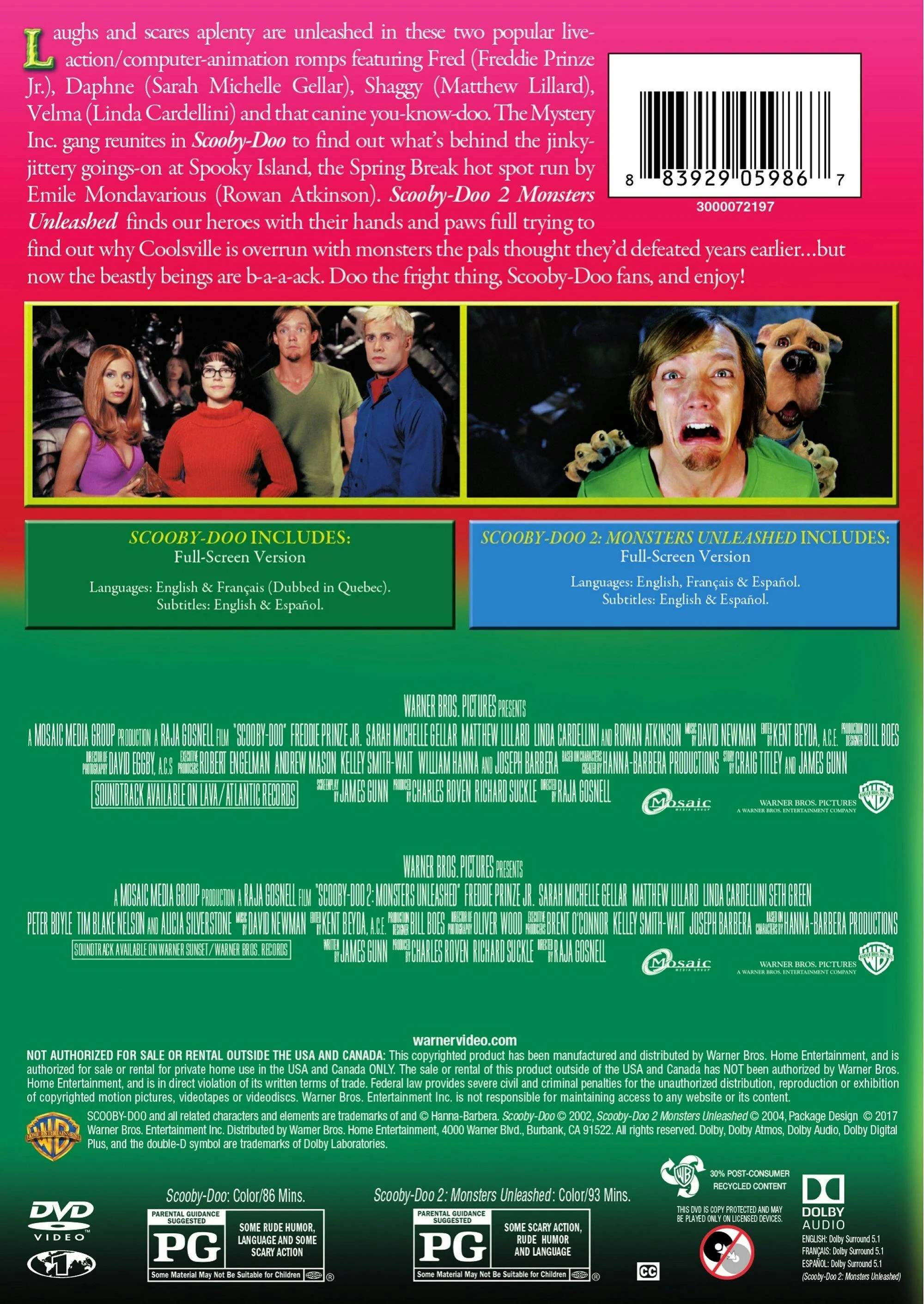 Scooby-Doo - The Movie/Scooby-Doo 2 - Monsters Unleashed (DVD New Box Art) [DVD] - Image 2