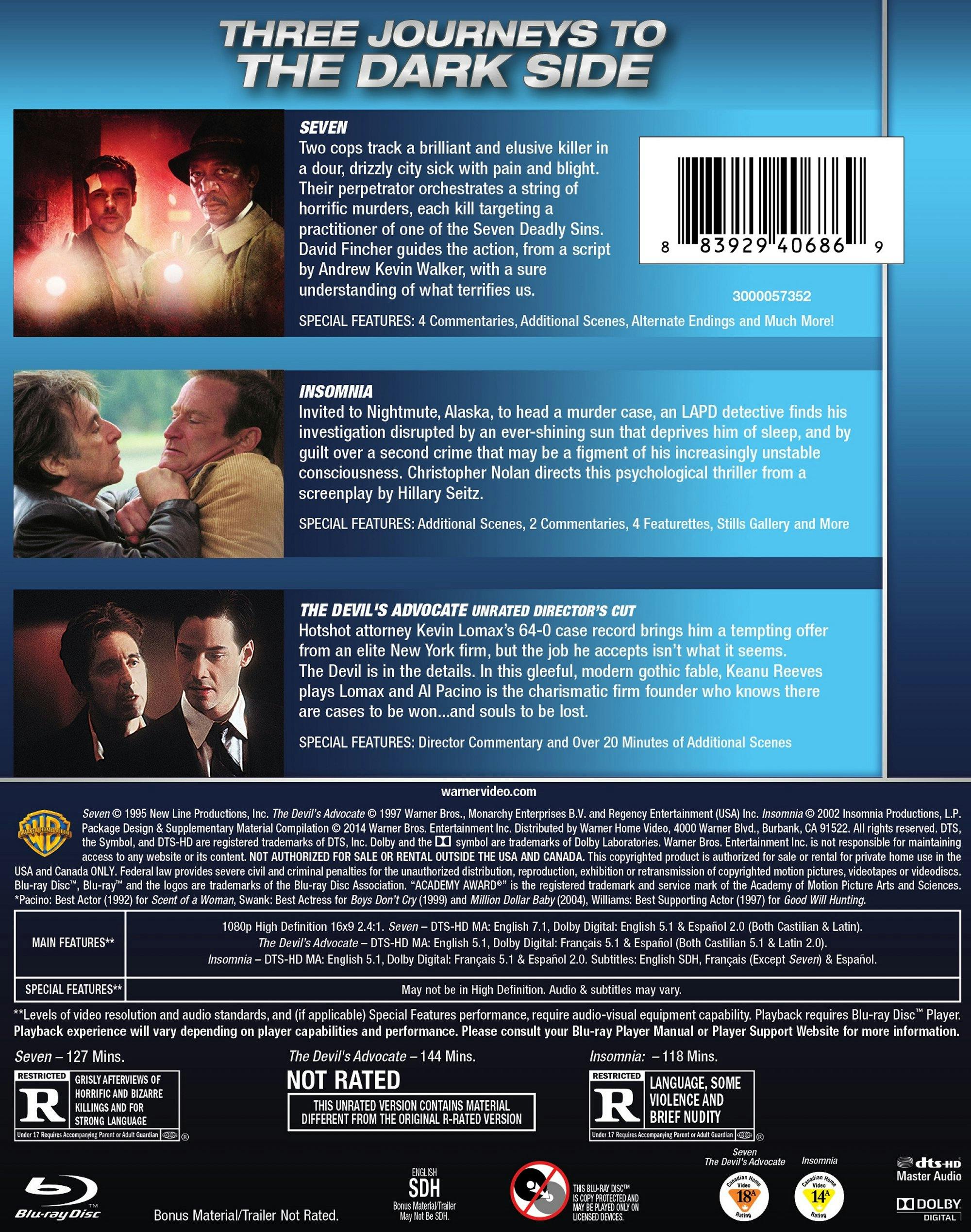 Seven/The Devil's Advocate/Insomnia (Blu-ray Triple Feature) [Blu-ray] - Image 2