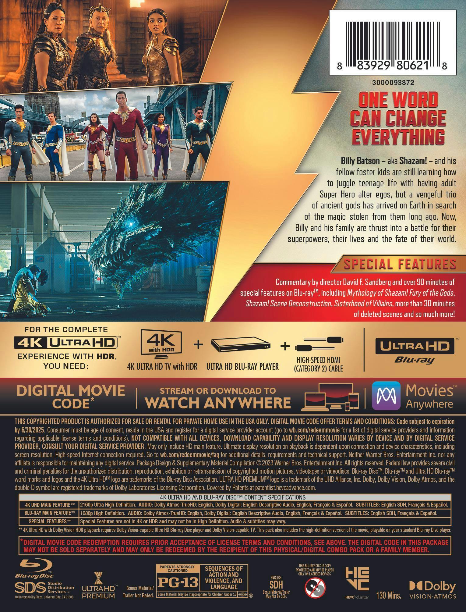 Shazam! Fury of the Gods (Limited Edition Steelbook 4K Ultra HD + Blu-ray + Digital) [UHD] - Image 3