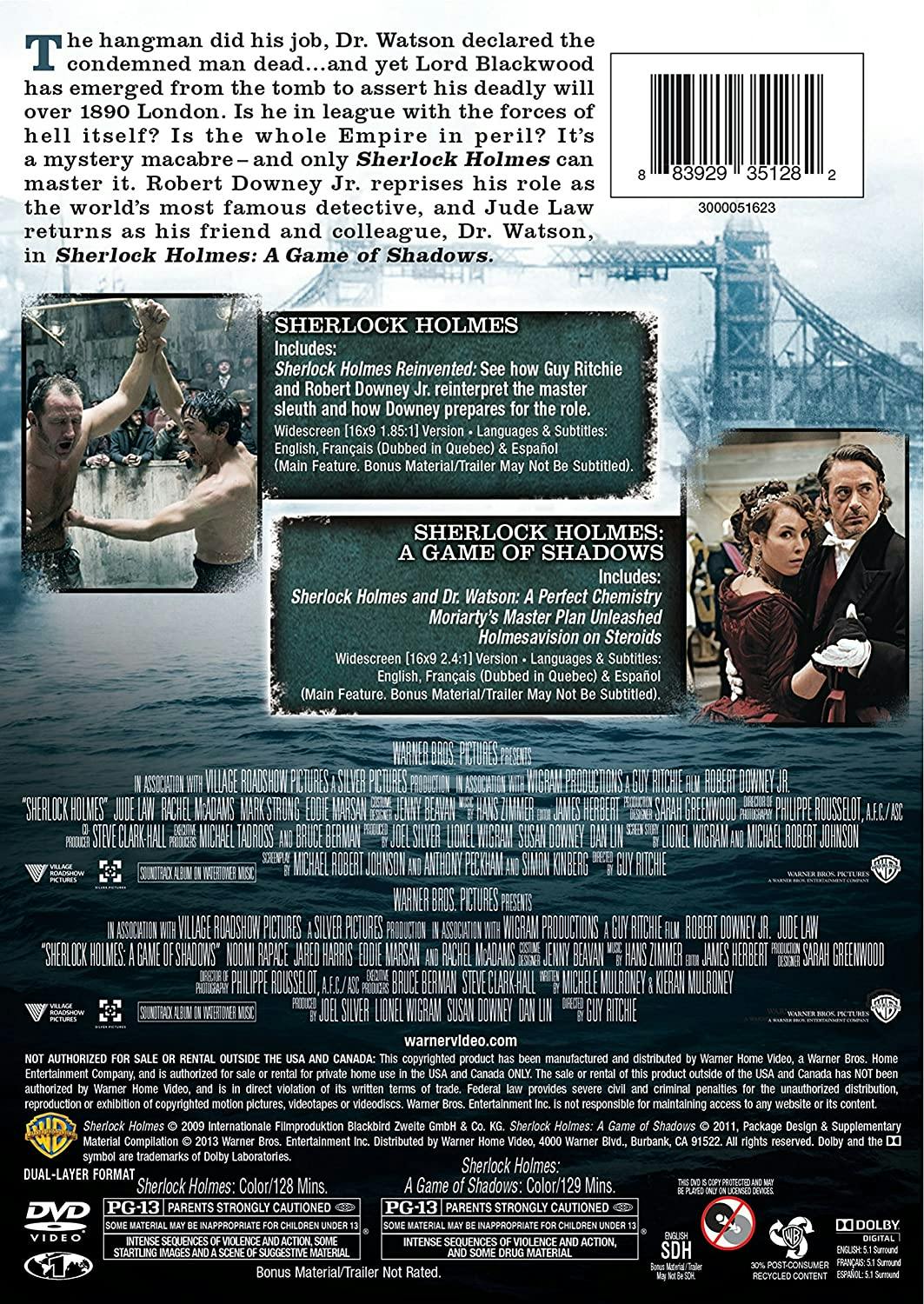 Sherlock Holmes/Sherlock Holmes: A Game of Shadows (DVD Double Feature) [DVD] - Image 3