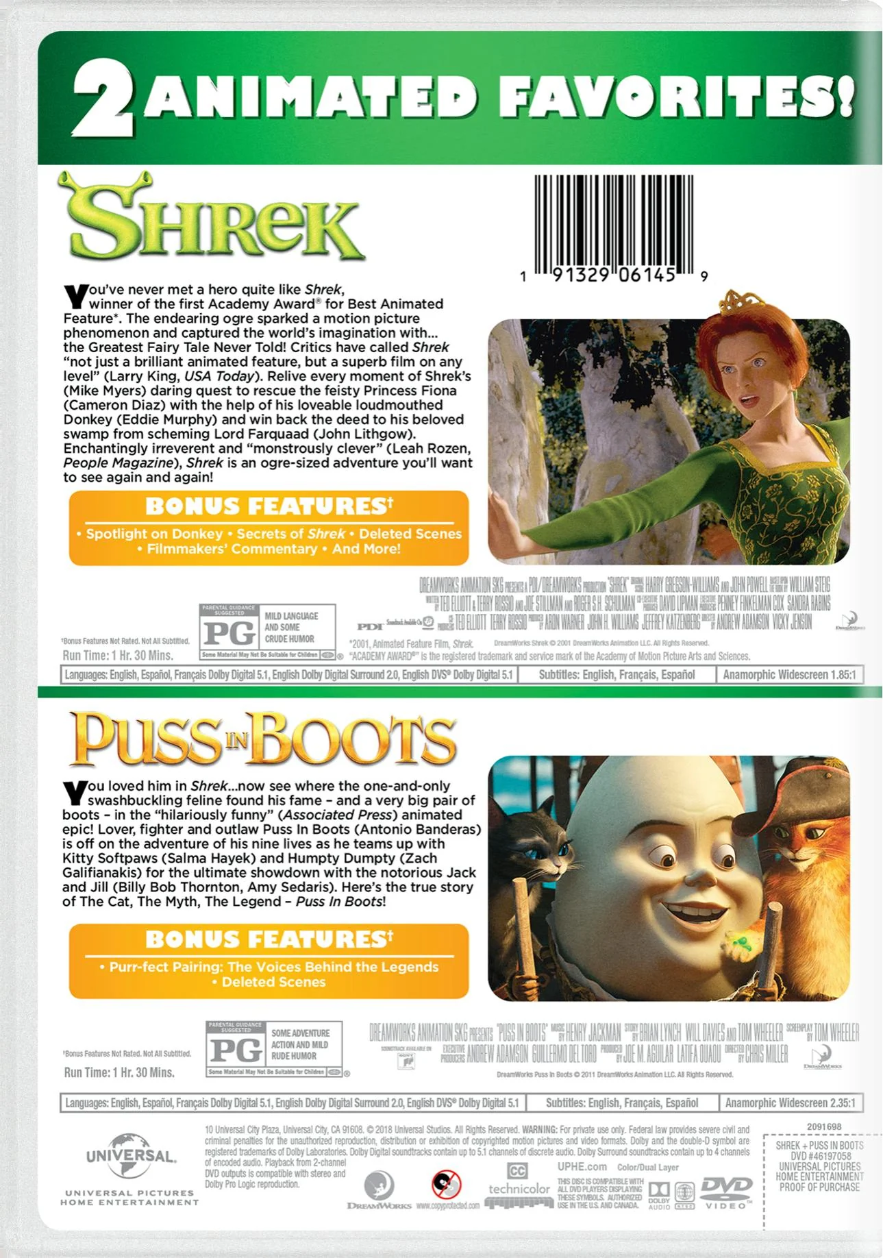 Shrek/Puss in Boots (DVD Double Feature) [DVD] - Image 2