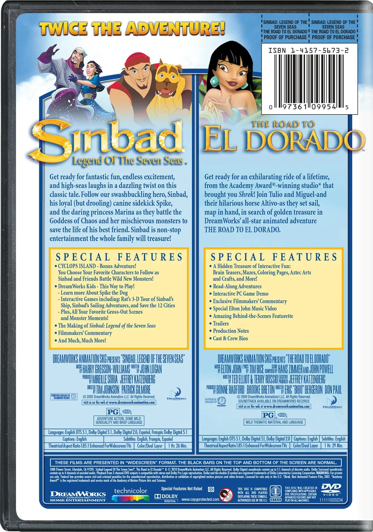 Sinbad: Legend of the Seven Seas/The Road to El Dorado (DVD Double Feature) [DVD] - Image 2