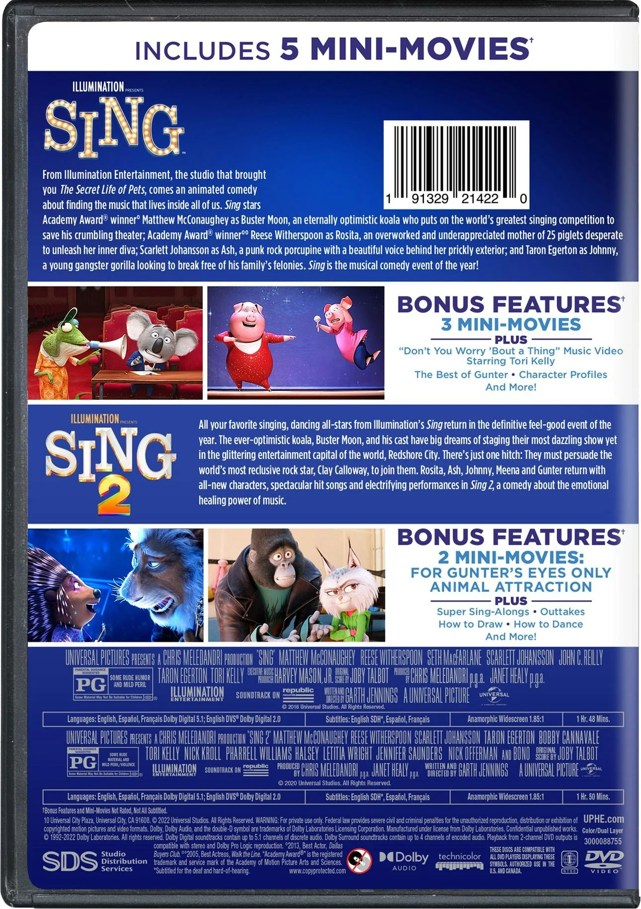Sing/Sing 2 (DVD Double Feature) [DVD] - Image 3