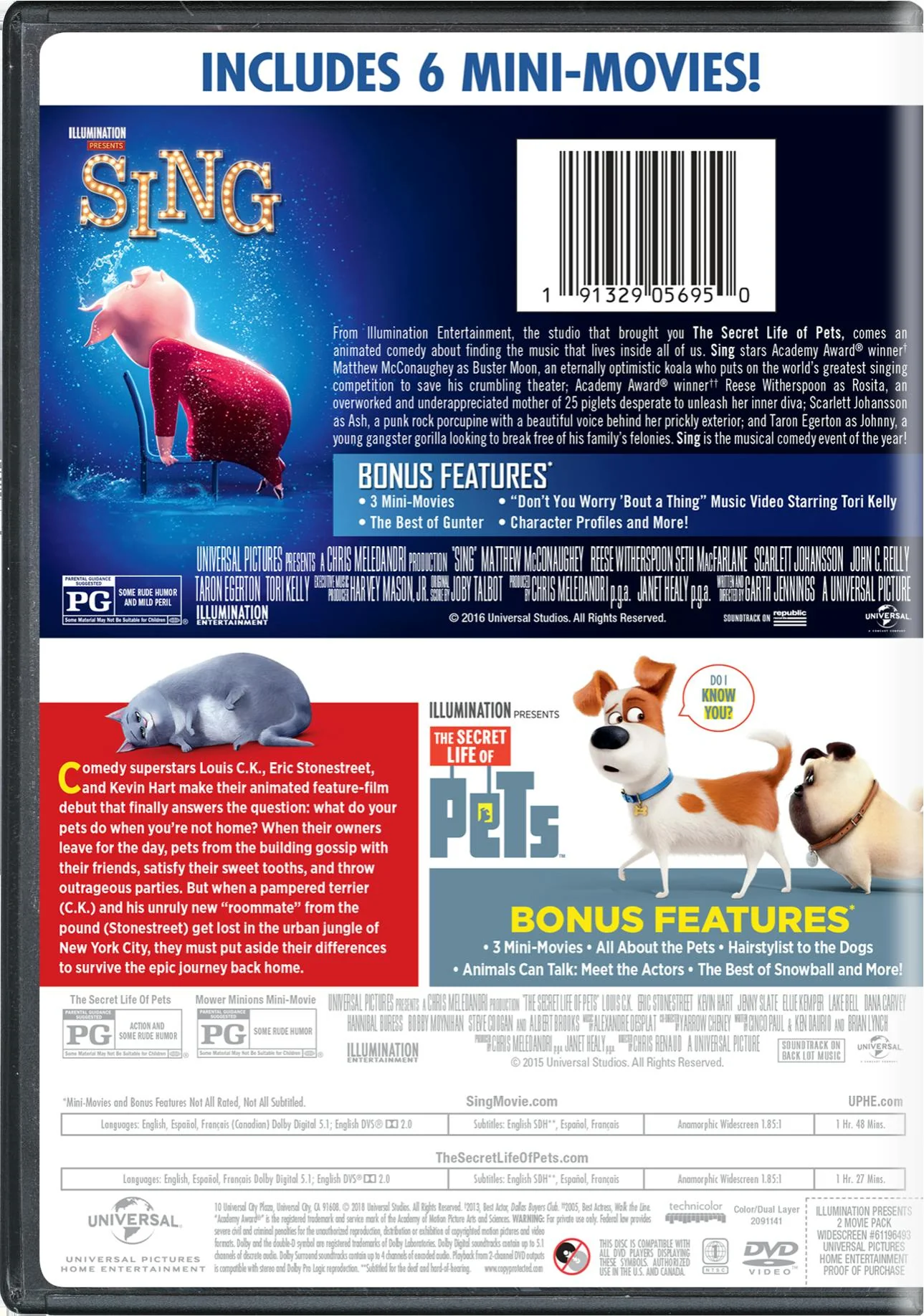 Sing/The Secret Life of Pets (DVD Double Feature) [DVD] - Image 2