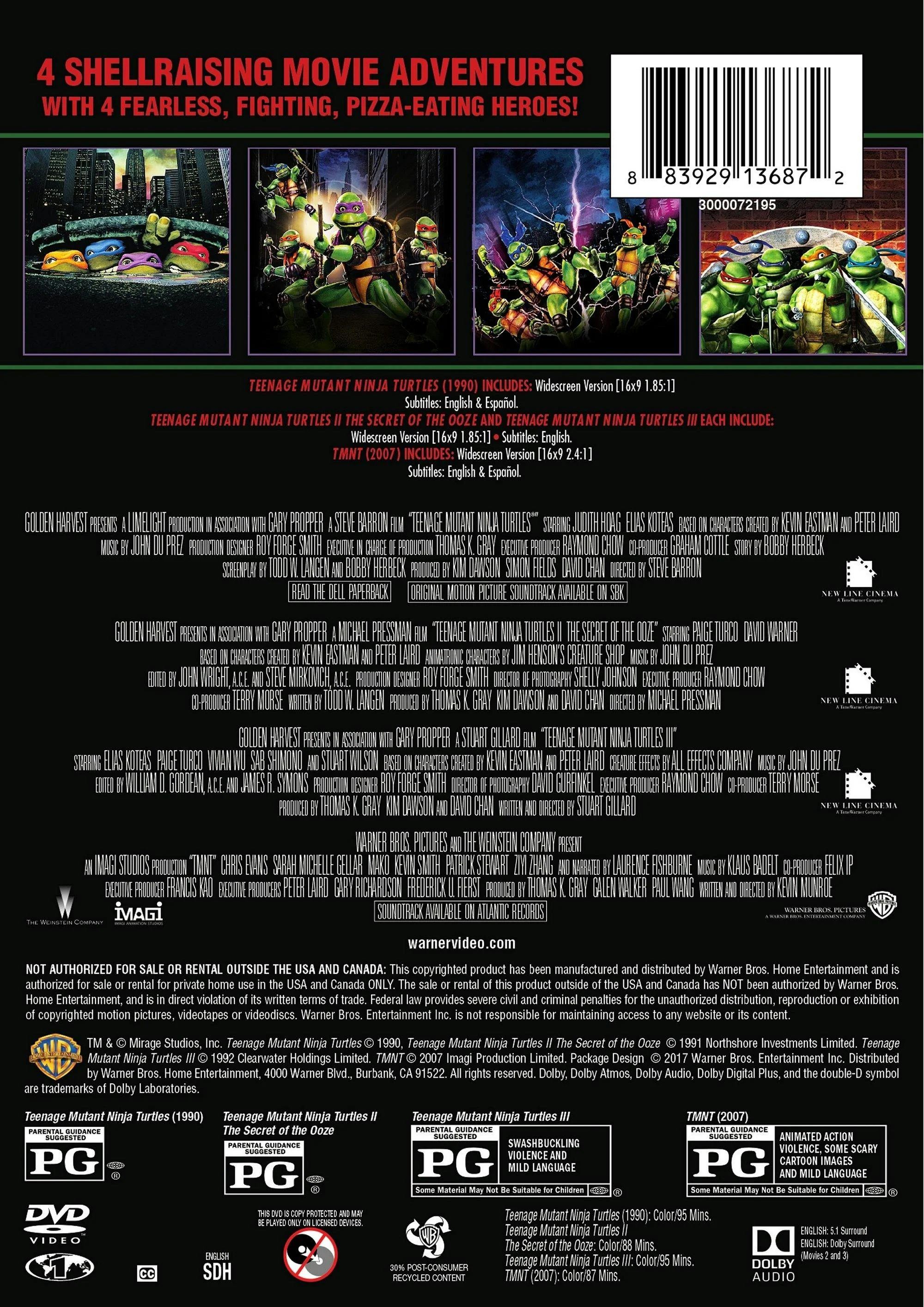 Teenage Mutant Ninja Turtles: 4-film Collection (DVD Set) [DVD] - Image 2