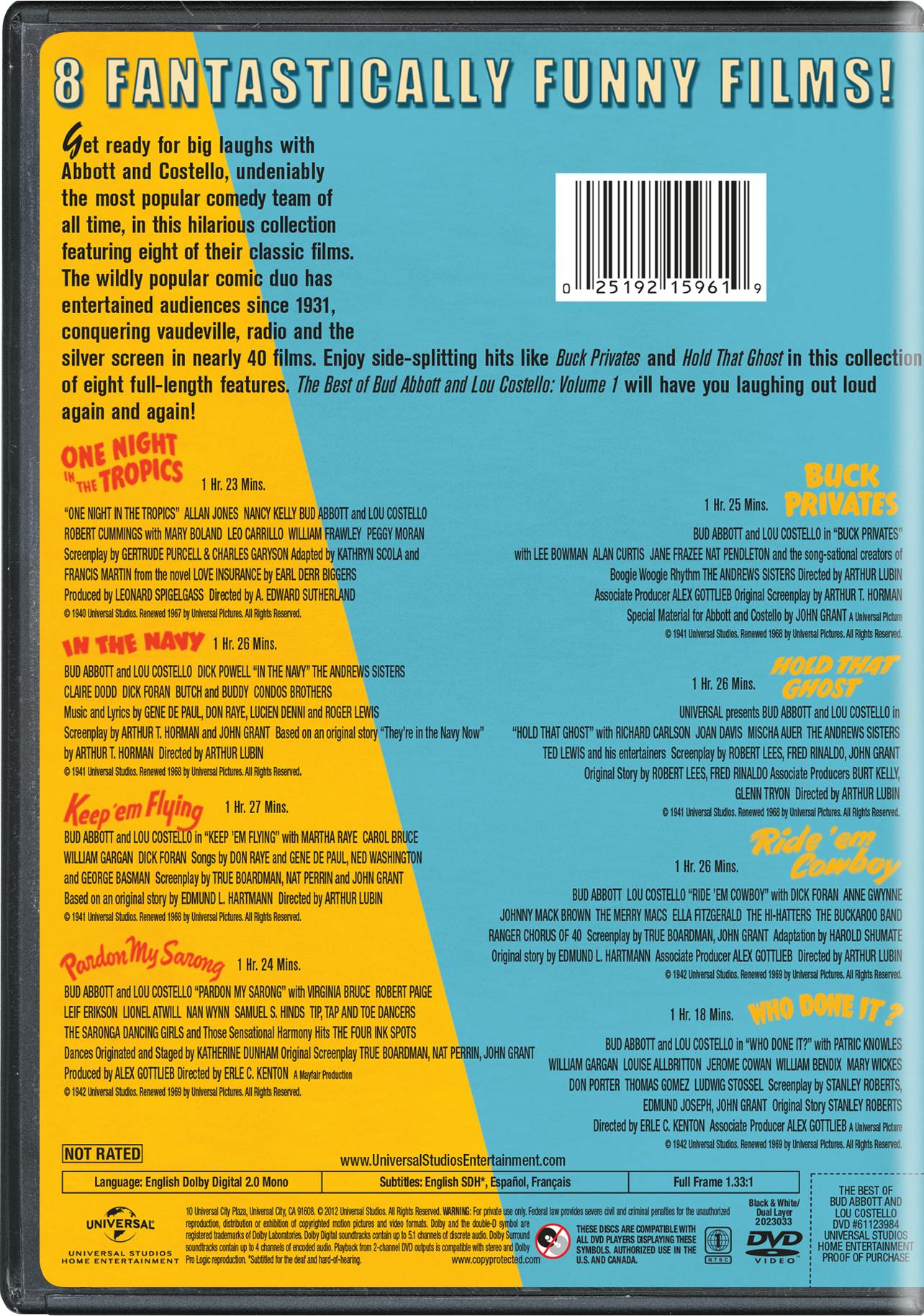 The Best of Bud Abbott and Lou Costello: Volume 1 [DVD] - Image 2