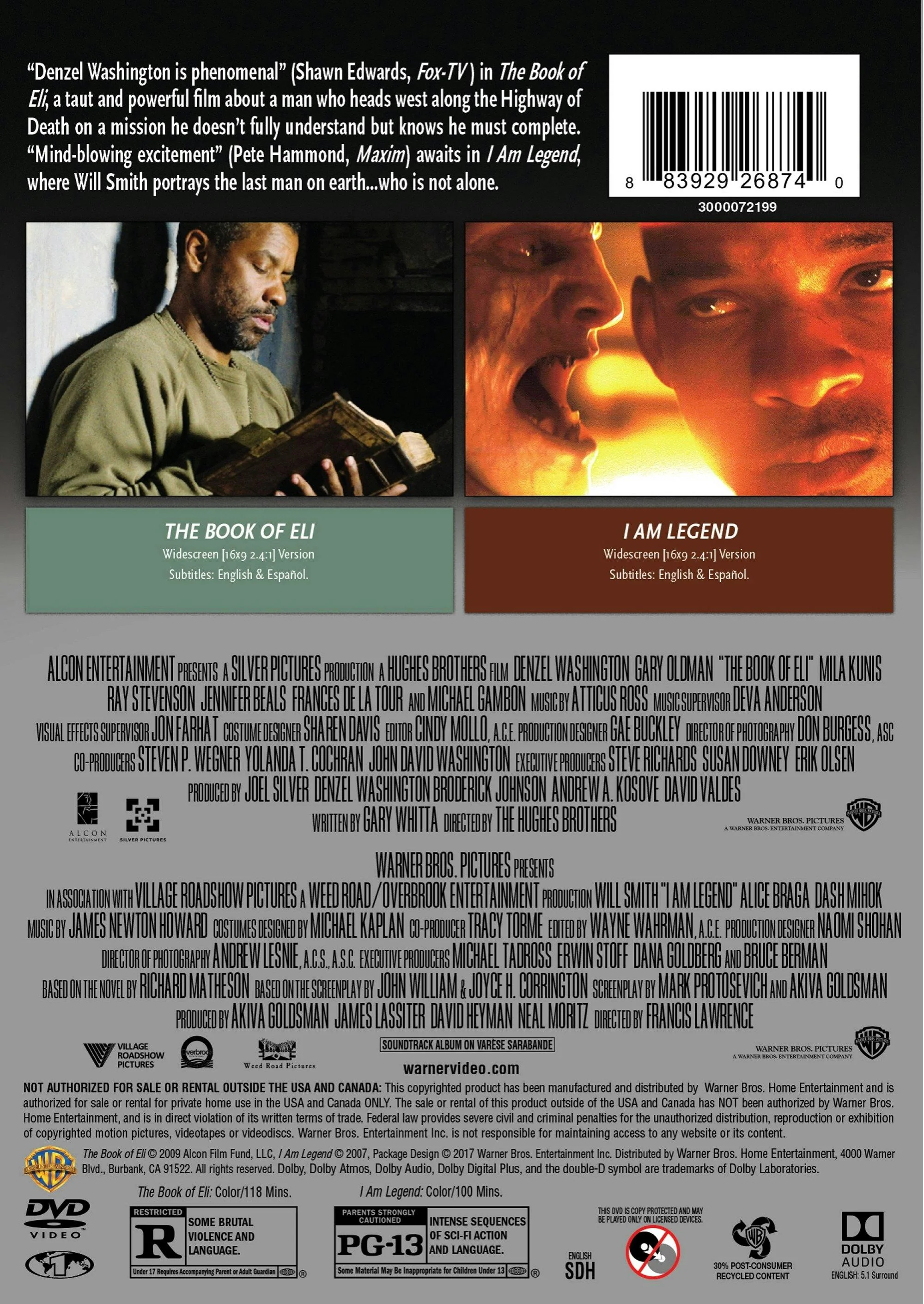 The Book of Eli/I Am Legend (DVD Double Feature) [DVD] - Image 2