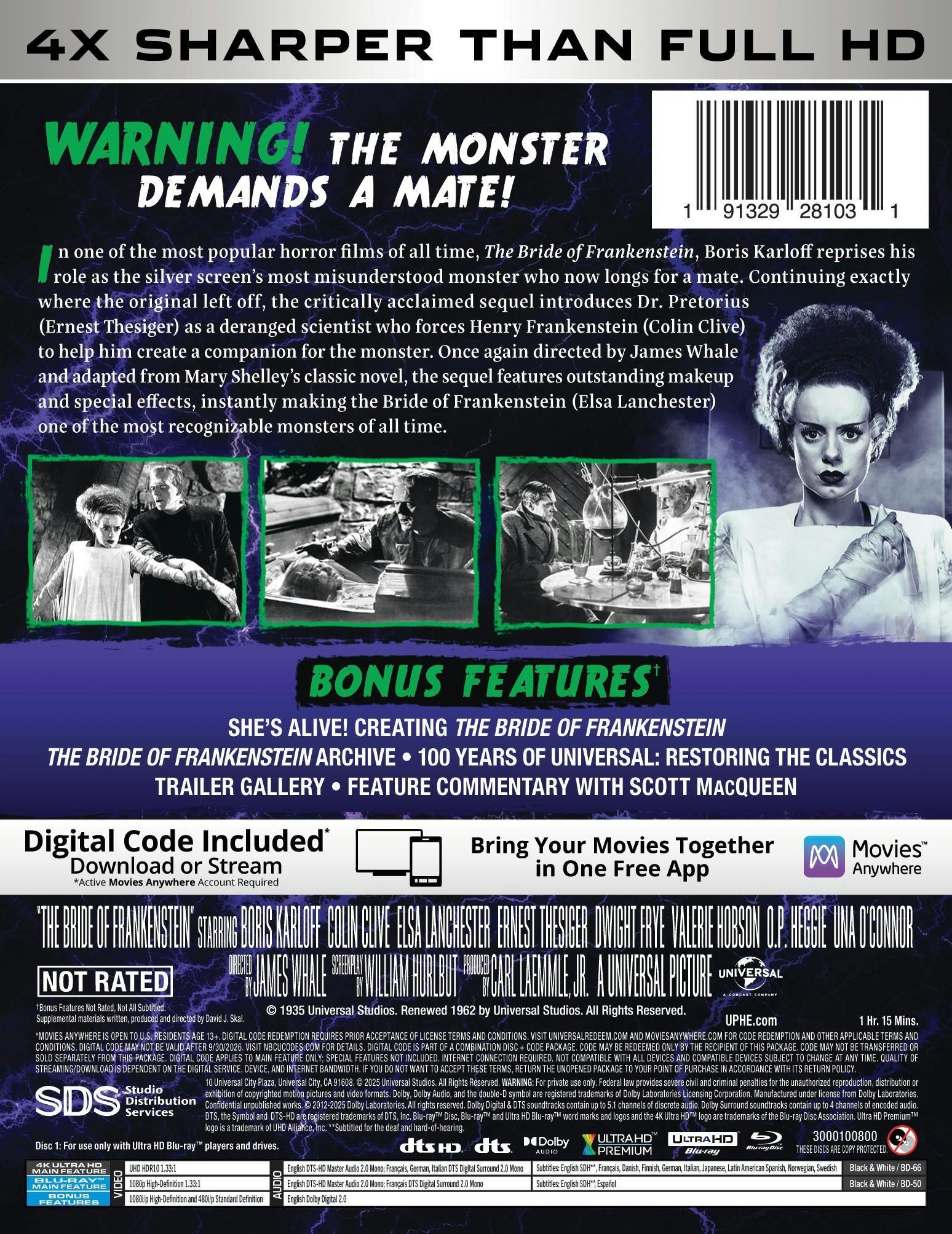 The Bride of Frankenstein - 90th Anniversary Limited Edition Steelbook 4K Ultra HD + Blu-ray + Digital (Limited Edition 4K Ultra HD Steelbook + Blu-ray + Digital) [UHD] - Image 4