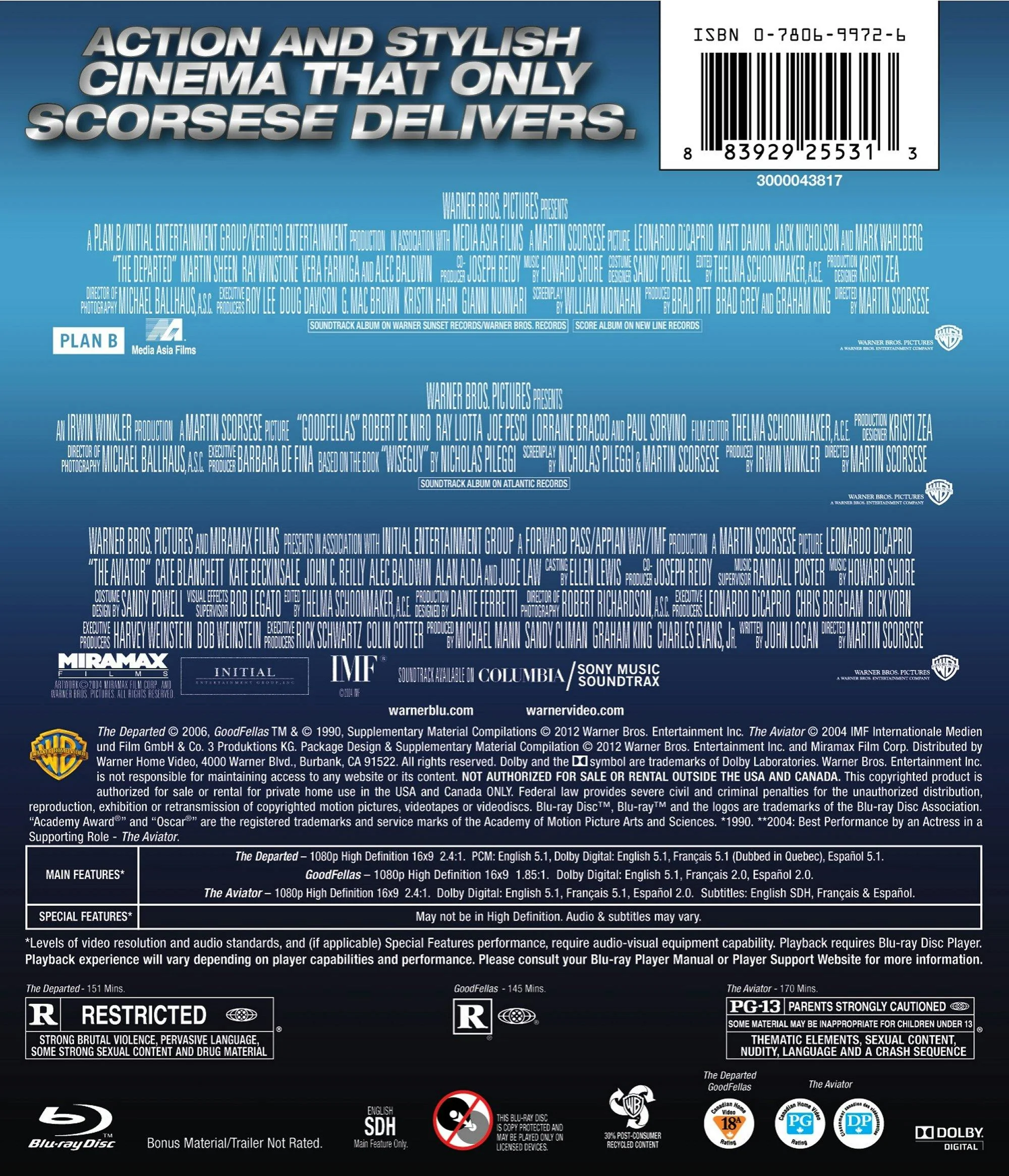 The Departed/Goodfellas/The Aviator (Box Set) [Blu-ray] - Image 2