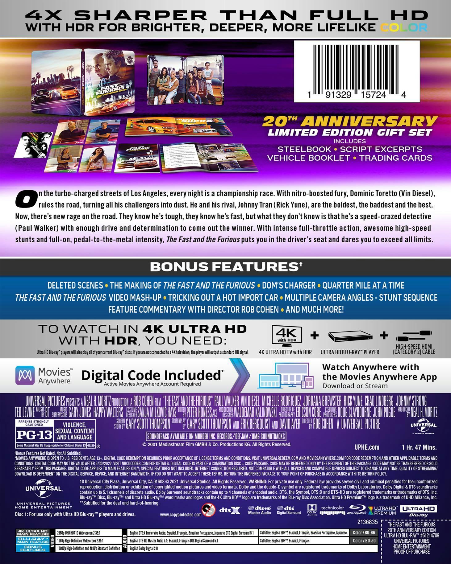 The Fast and the Furious - 20th Anniversary Limited Edition Steelbook (4K UHD + Blu-ray) [UHD] - Image 3