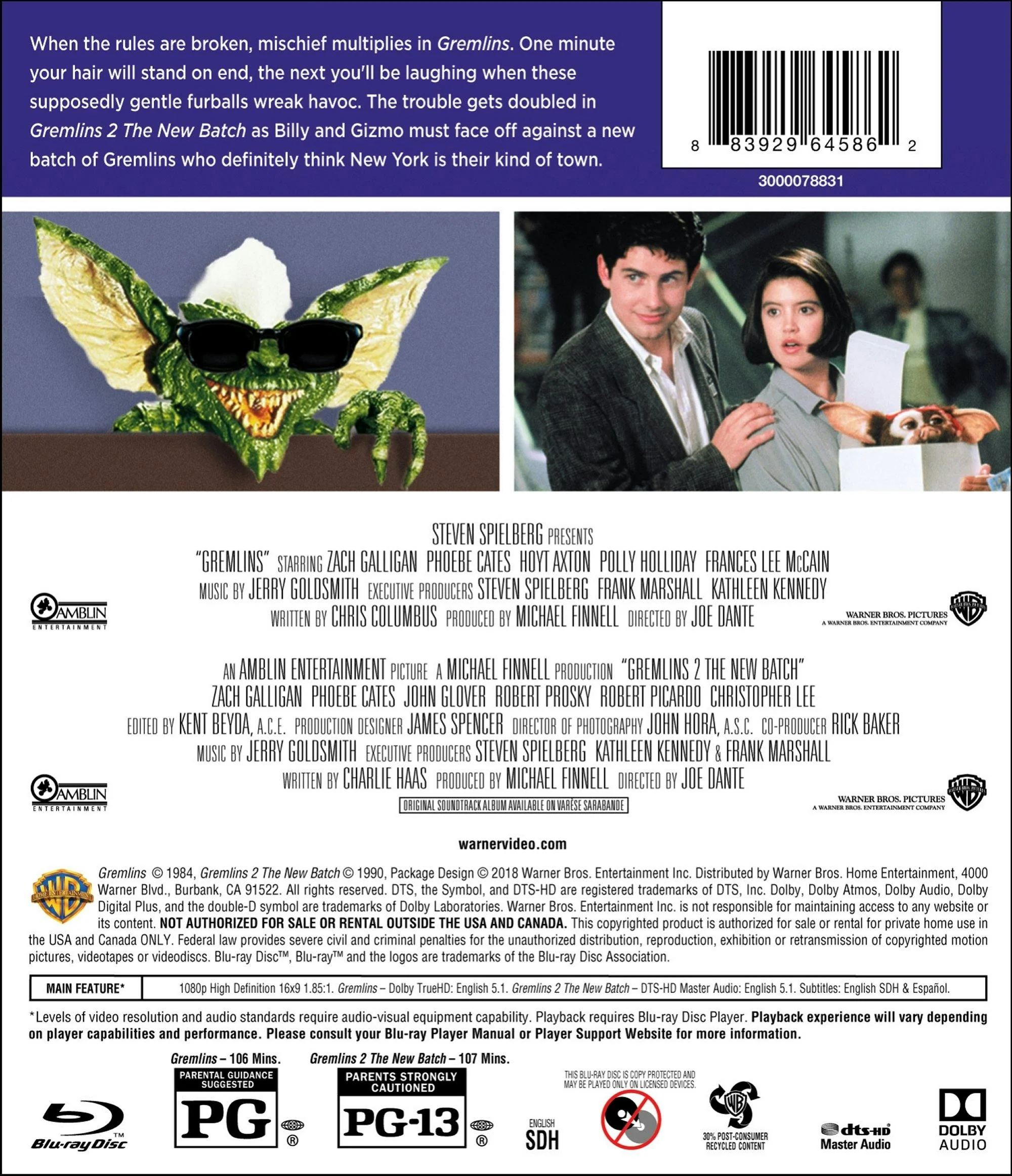 Gremlins/Gremlins 2 (Blu-ray Double Feature) [Blu-ray] - Image 2