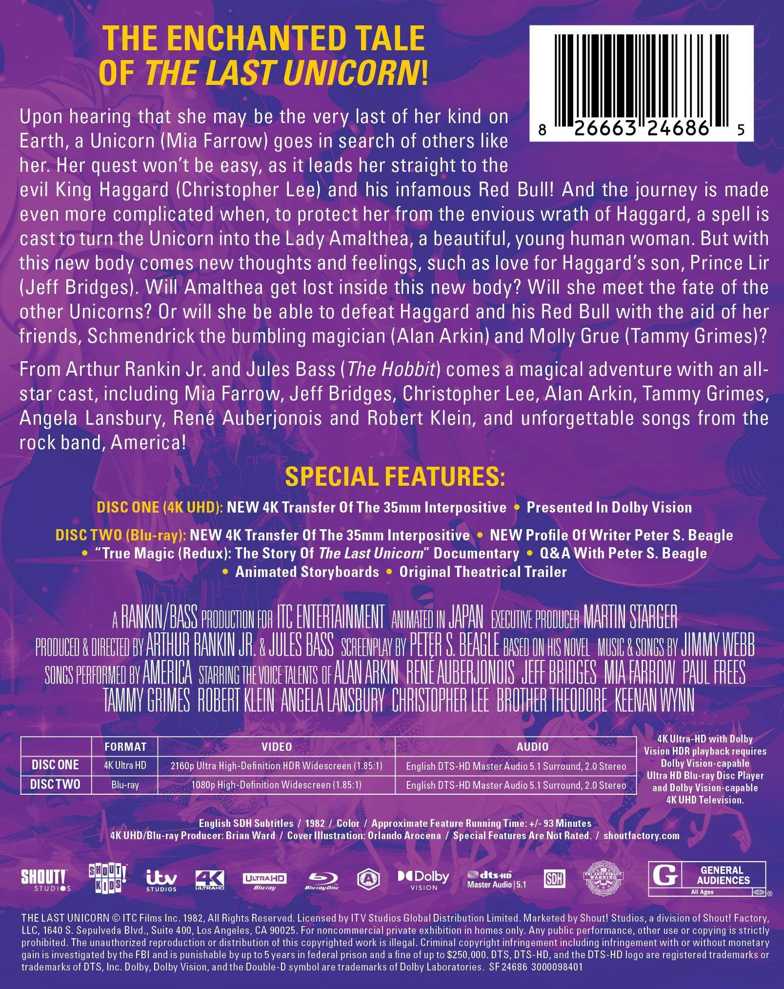 The Last Unicorn (Limited Edition 4K Ultra HD Steelbook + Blu-ray) [UHD] - Image 3